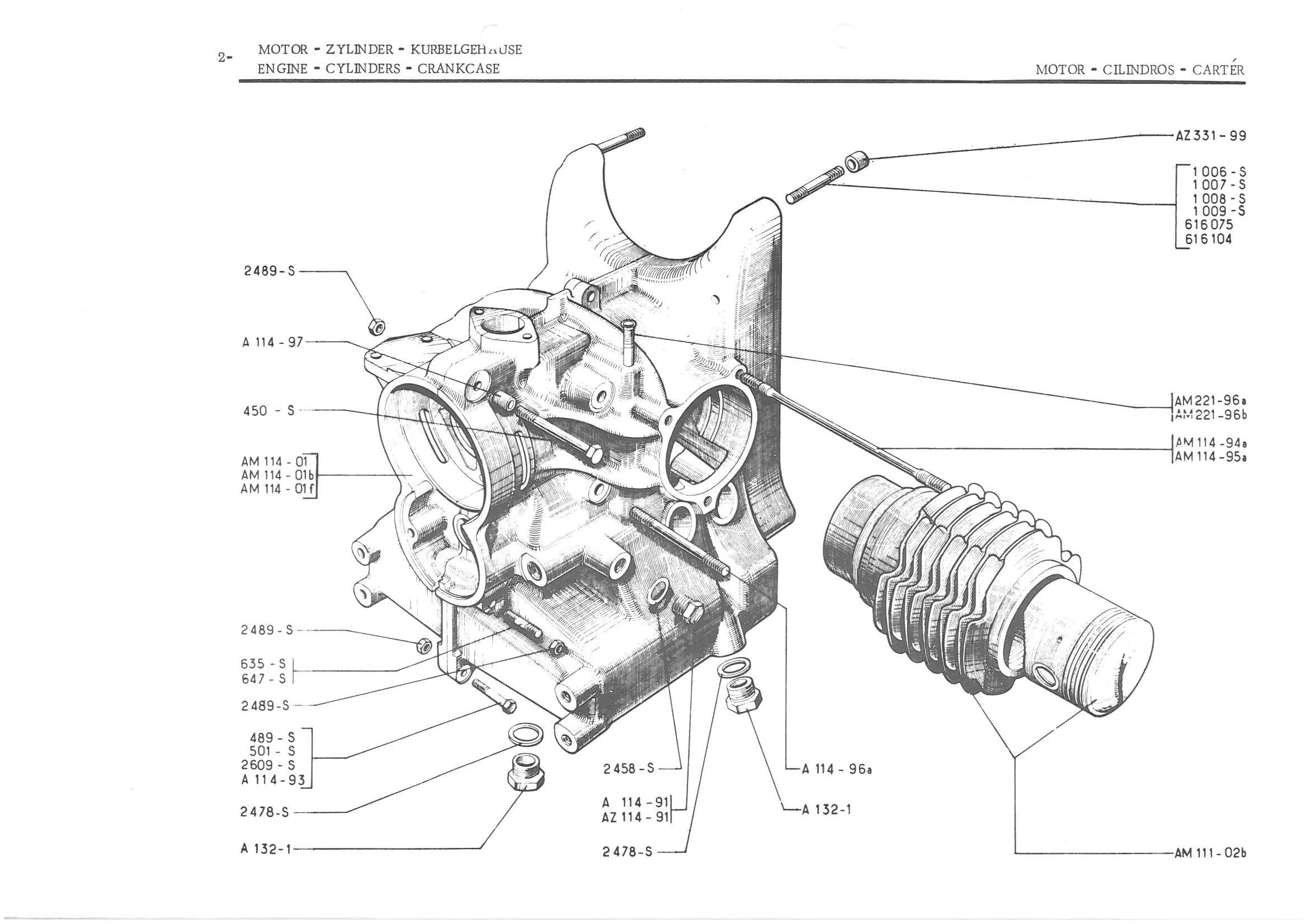 ENGINE - CYLINDERS - CRANKCASE, page 84 of 647 — 486 Parts Catalogue — Ami 6