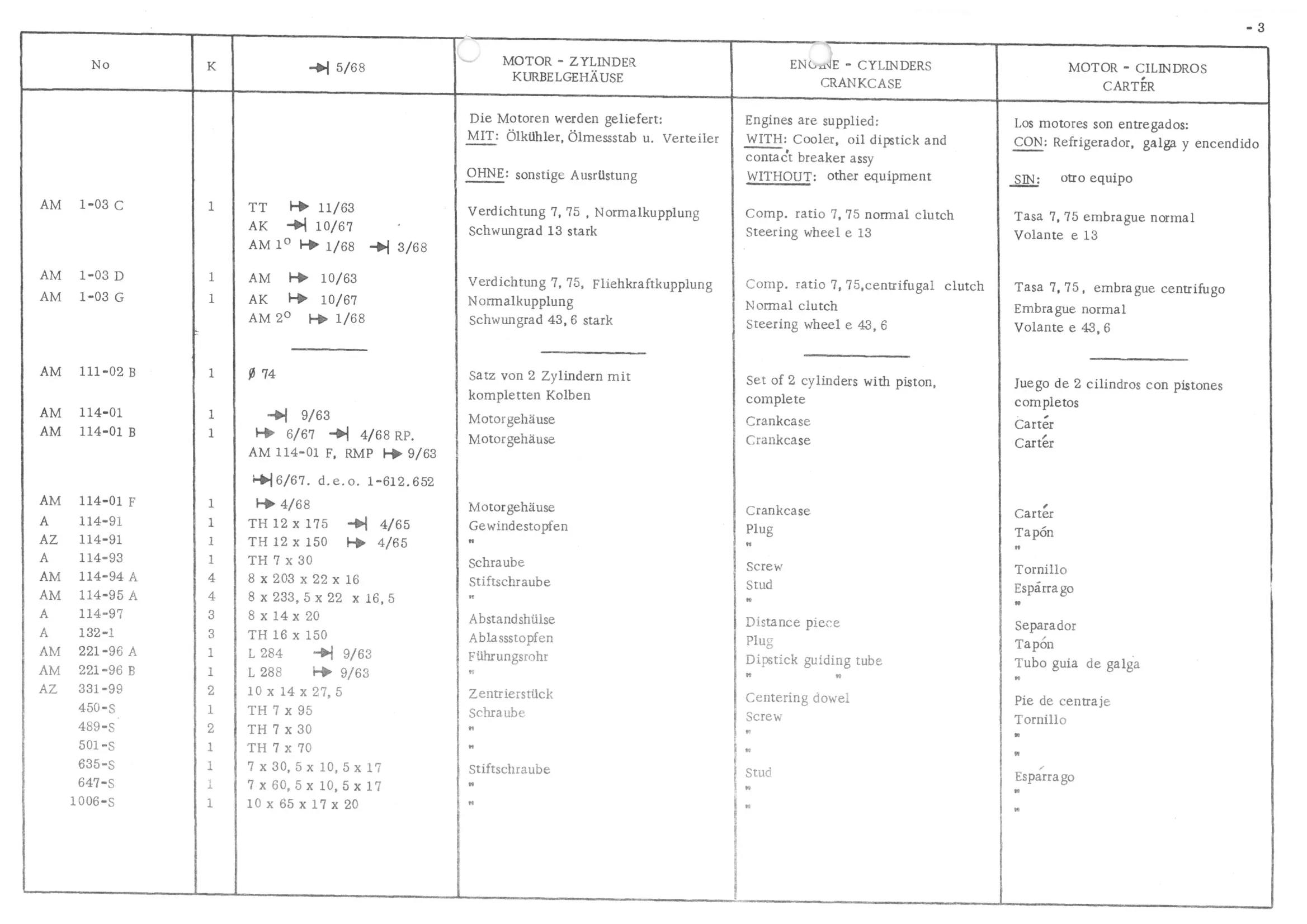 ENGINE - CYLINDERS - CRANKCASE, page 85 of 647 — 486 Parts Catalogue — Ami 6