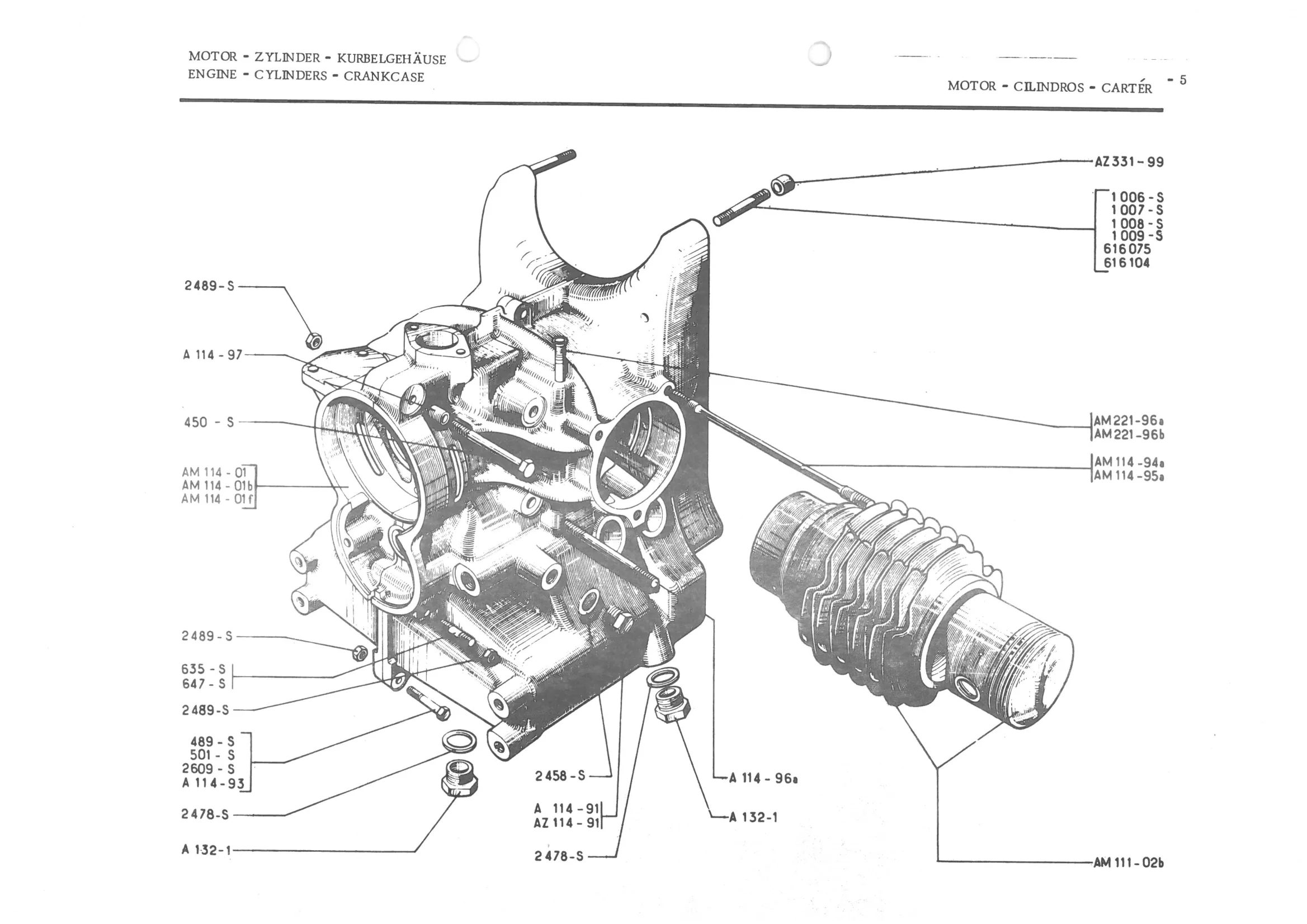 ENGINE - CYLINDERS - CRANKCASE, page 87 of 647 — 486 Parts Catalogue — Ami 6