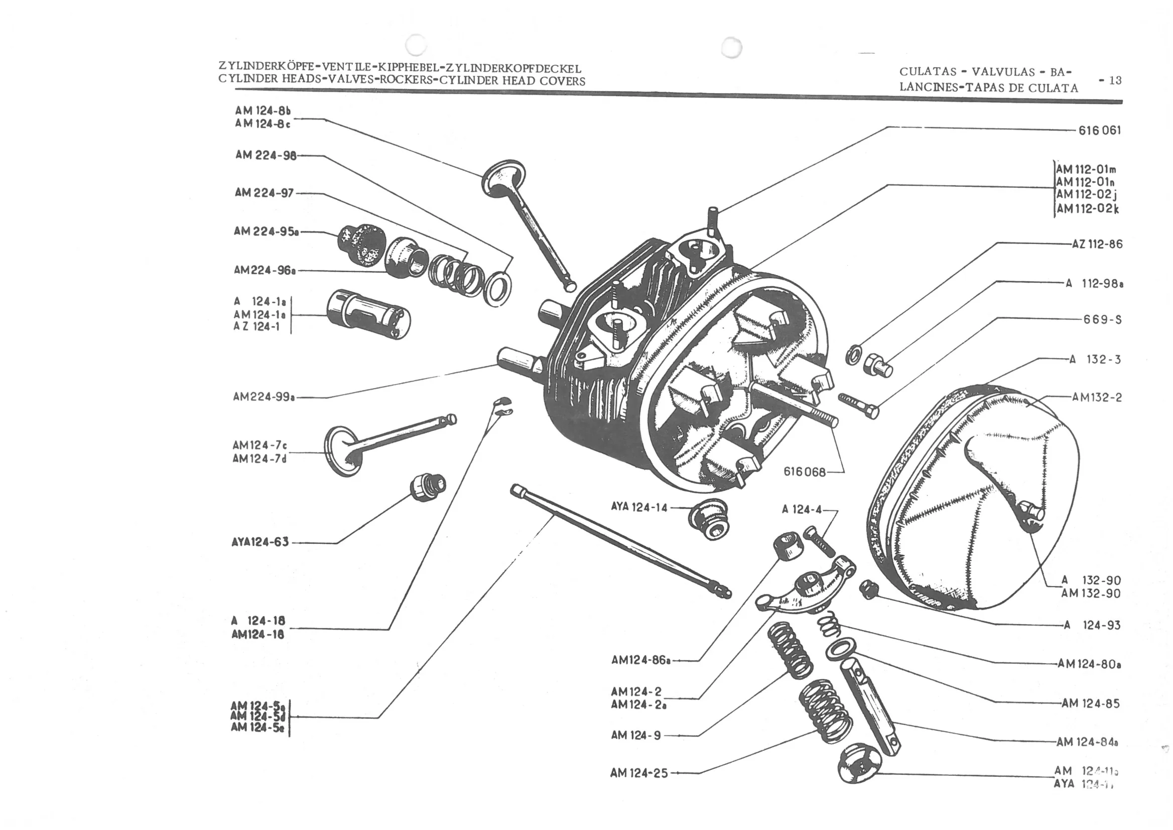 CYLINDER HEADS-VALVES-ROCKERS - CYLINDER HEAD COVERS, page 95 of 647 — 486 Parts Catalogue — Ami 6