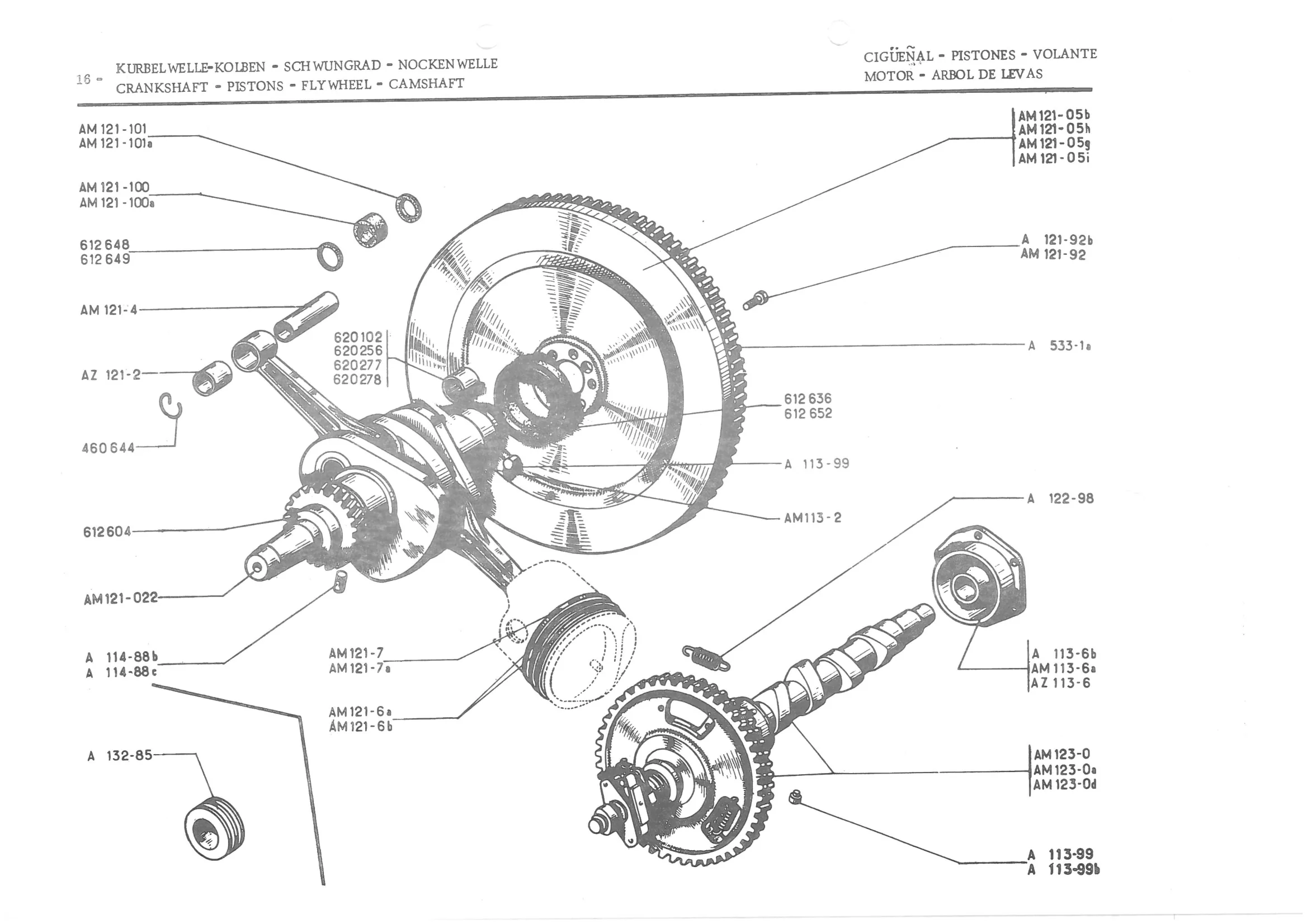CRANKSHAFT - PISTONS - FLYWHEEL - CAMSHAFT, page 98 of 647 — 486 Parts Catalogue — Ami 6