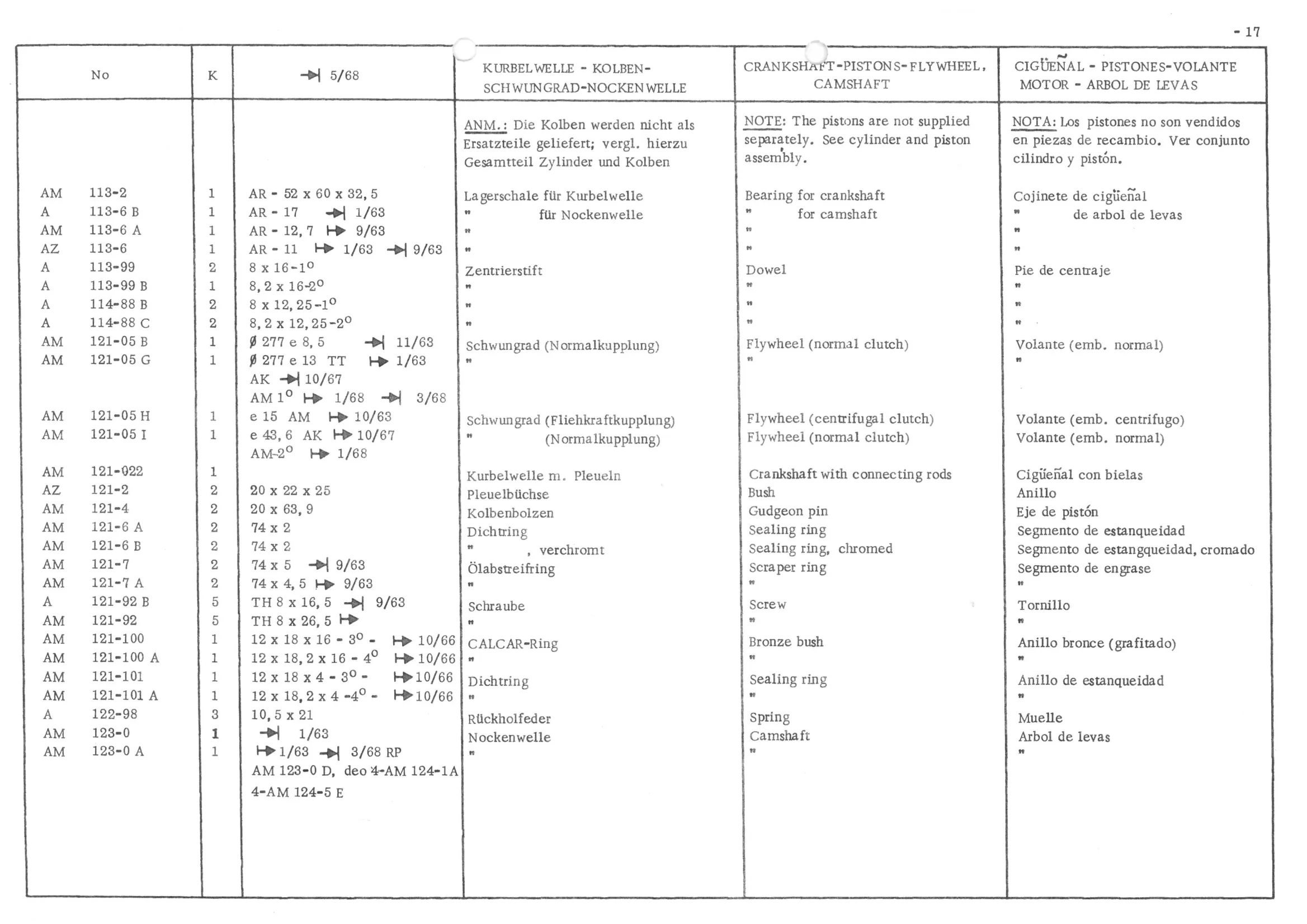 CRANKSHAFT - PISTONS - FLYWHEEL - CAMSHAFT, page 99 of 647 — 486 Parts Catalogue — Ami 6
