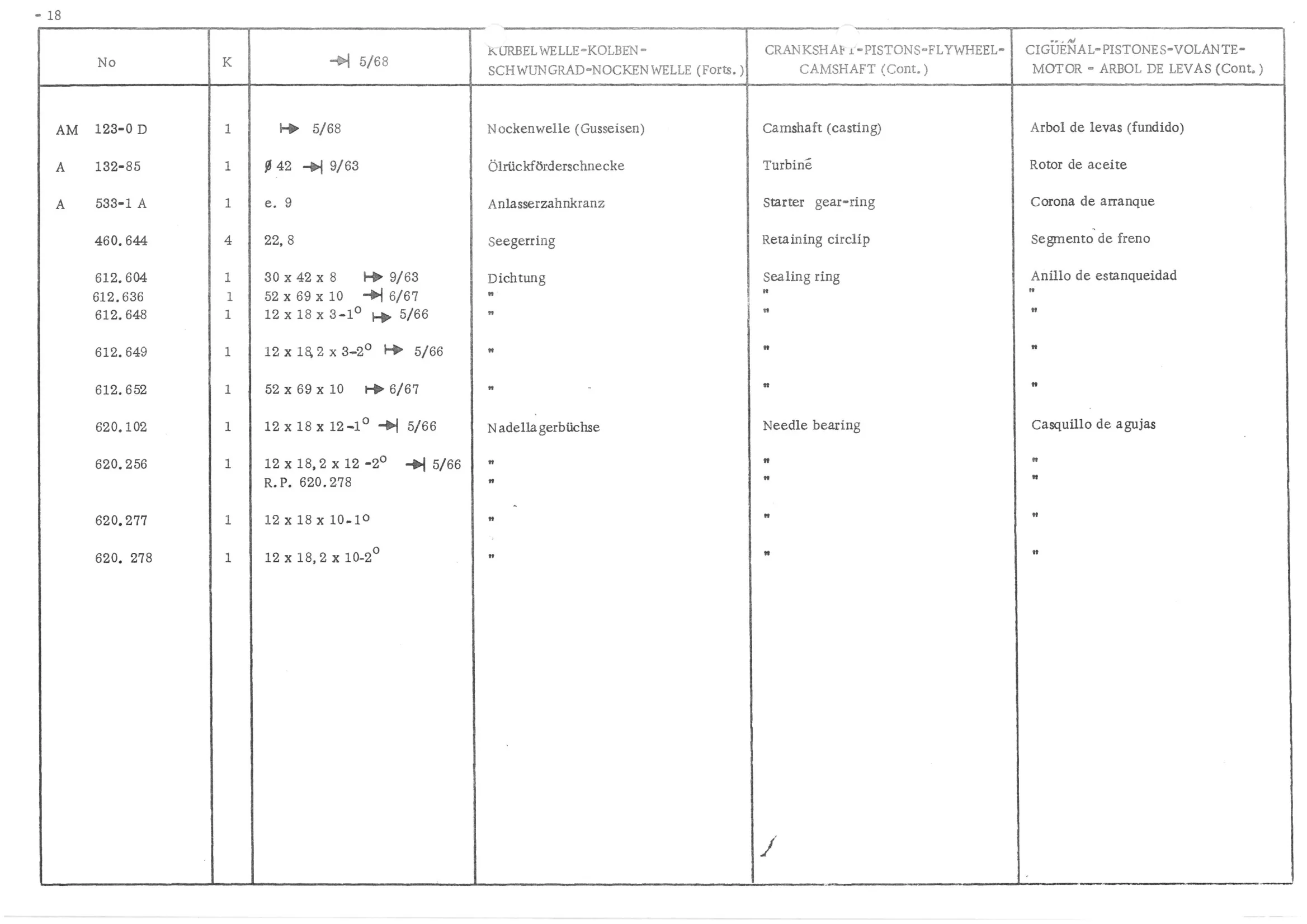 CRANKSHAFT - PISTONS - FLYWHEEL - CAMSHAFT, page 100 of 647 — 486 Parts Catalogue — Ami 6