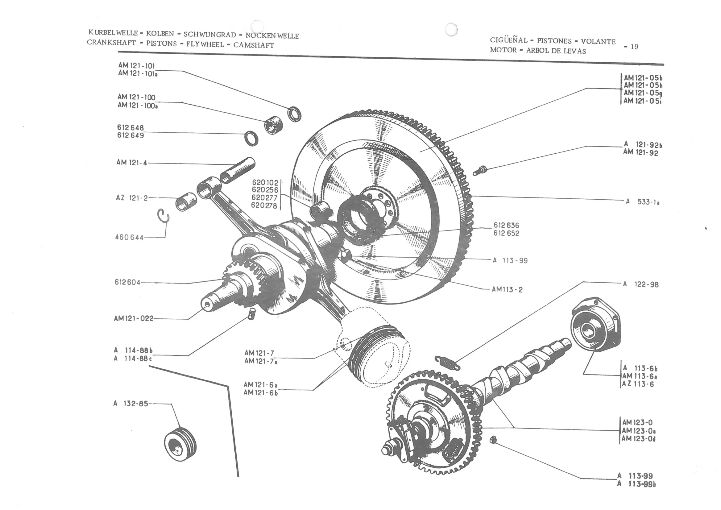 CRANKSHAFT - PISTONS - FLYWHEEL - CAMSHAFT, page 101 of 647 — 486 Parts Catalogue — Ami 6