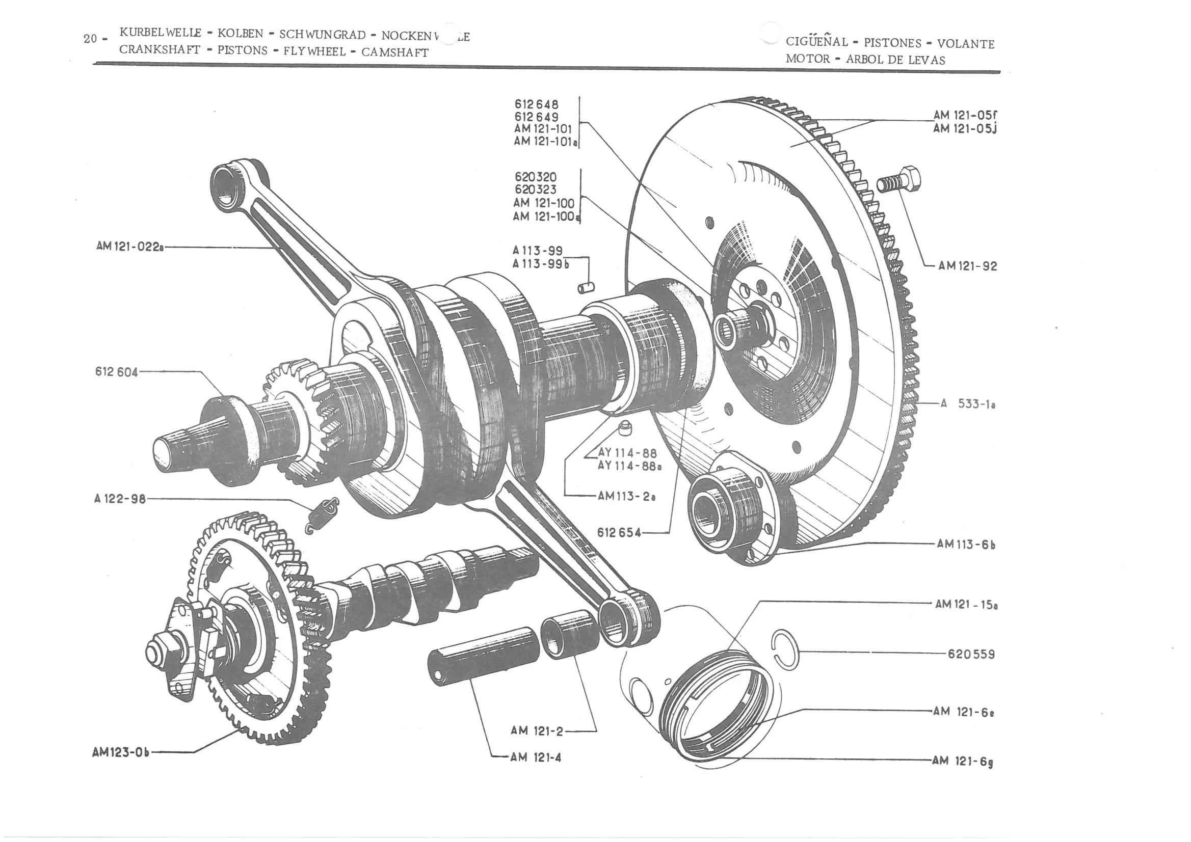 CRANKSHAFT - PISTONS - FLYWHEEL - CAMSHAFT, page 102 of 647 — 486 Parts Catalogue — Ami 6