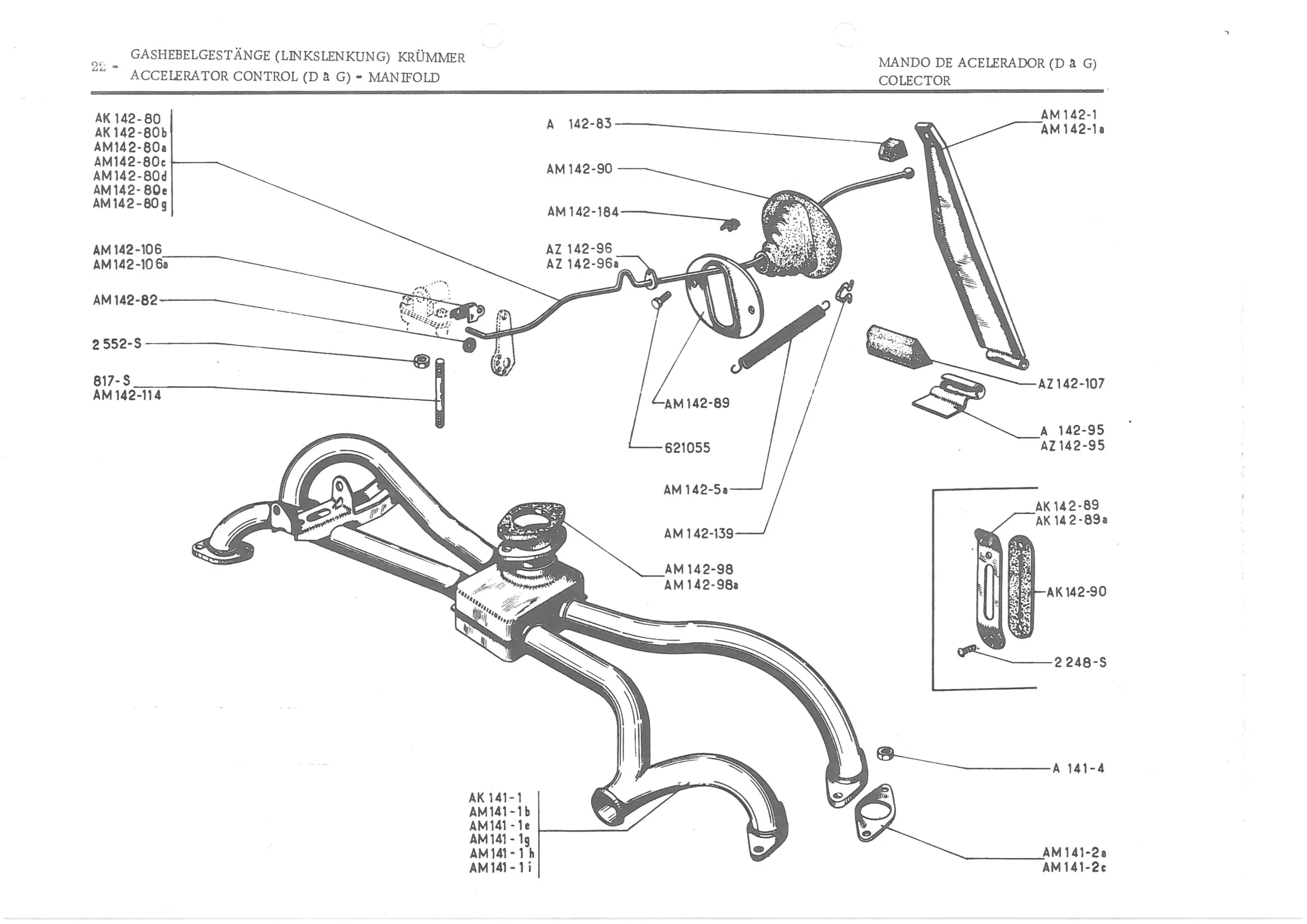 ACCELERATOR CONTROL (D & G) - MANIFOLD, page 104 of 647 — 486 Parts Catalogue — Ami 6