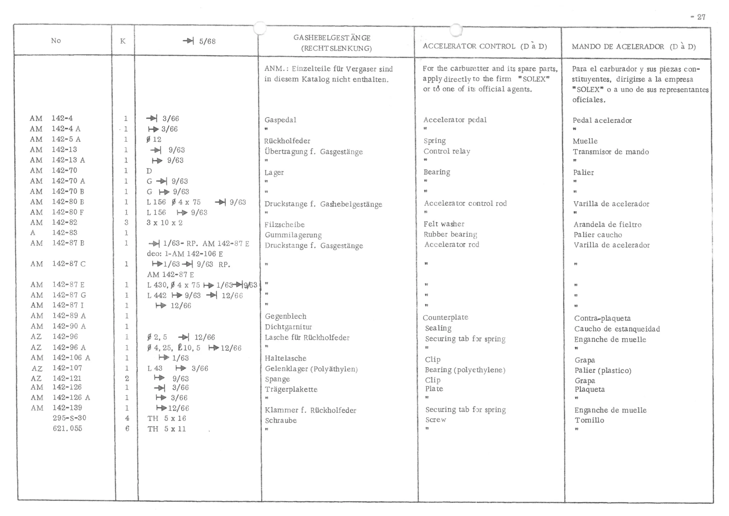 ACCELERATOR CONTROL (D & D), page 109 of 647 — 486 Parts Catalogue — Ami 6