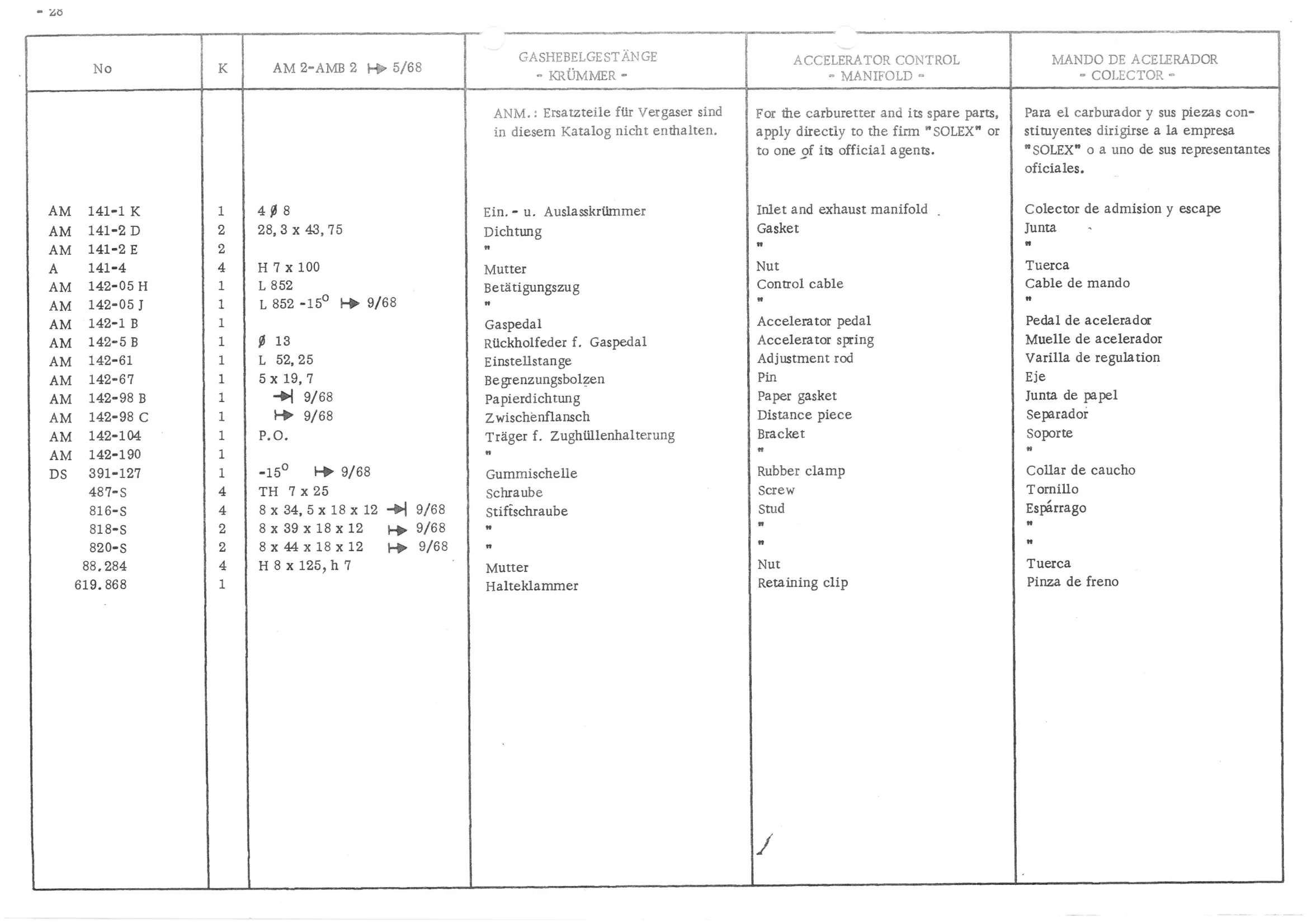 ACCELERATOR CONTROL (D & D), page 110 of 647 — 486 Parts Catalogue — Ami 6