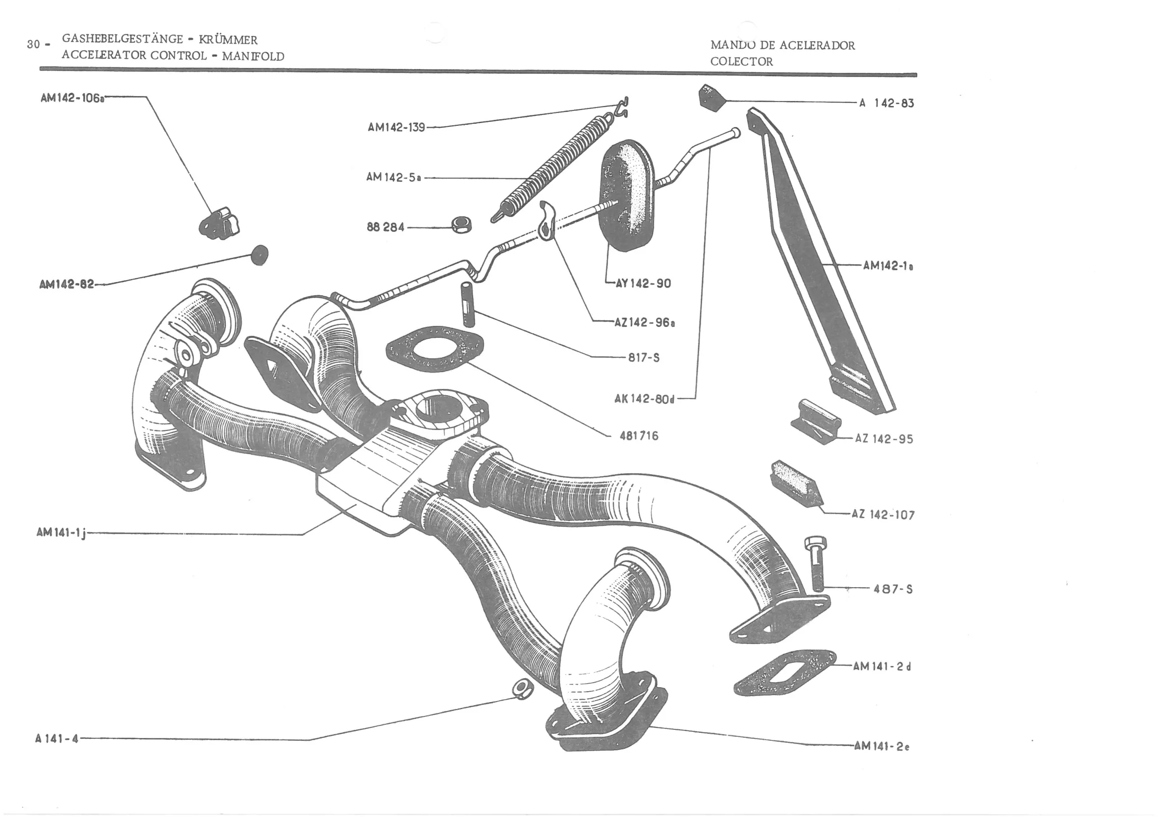 ACCELERATOR CONTROL - MANIFOLD, page 112 of 647 — 486 Parts Catalogue — Ami 6
