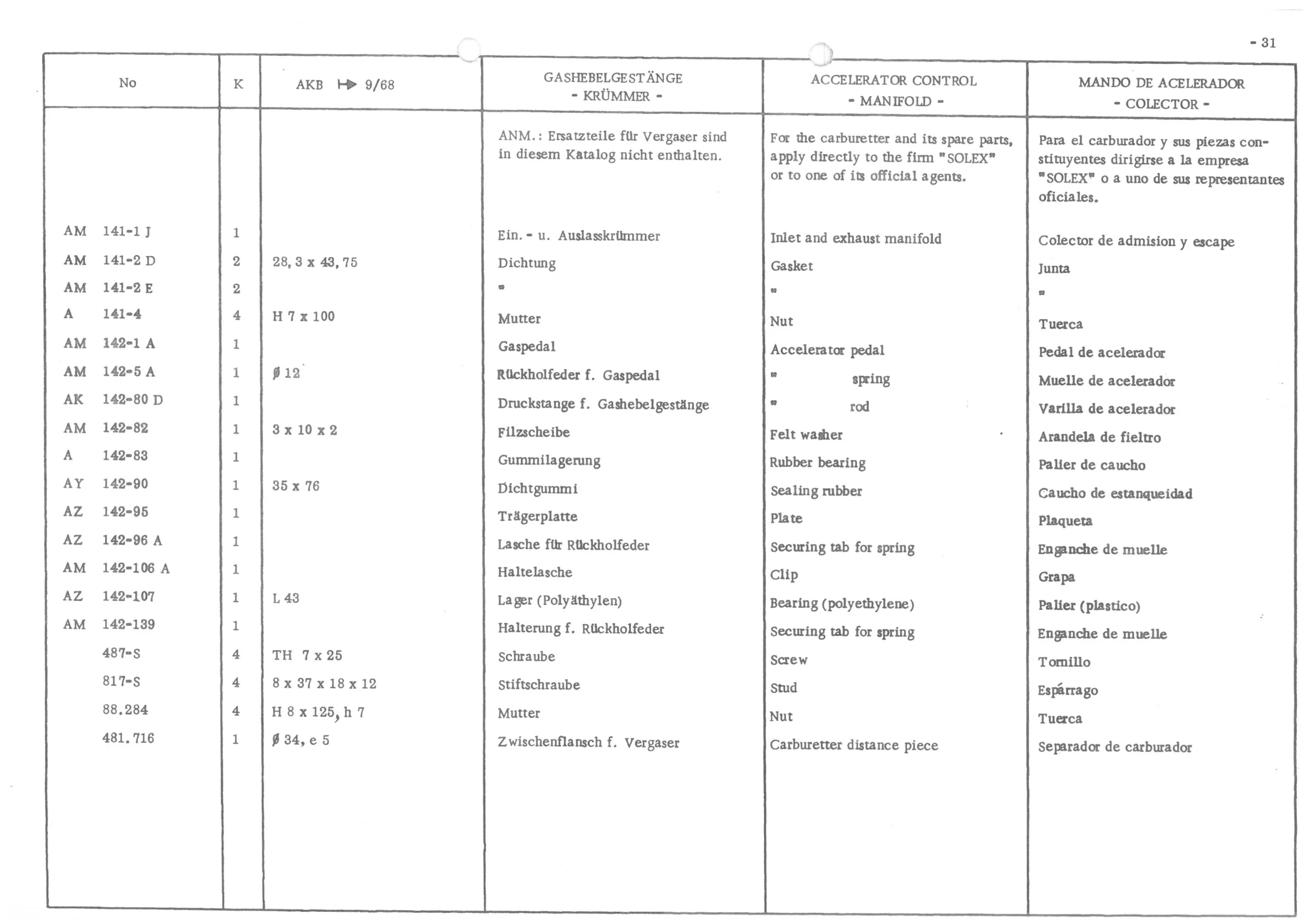 ACCELERATOR CONTROL - MANIFOLD, page 113 of 647 — 486 Parts Catalogue — Ami 6