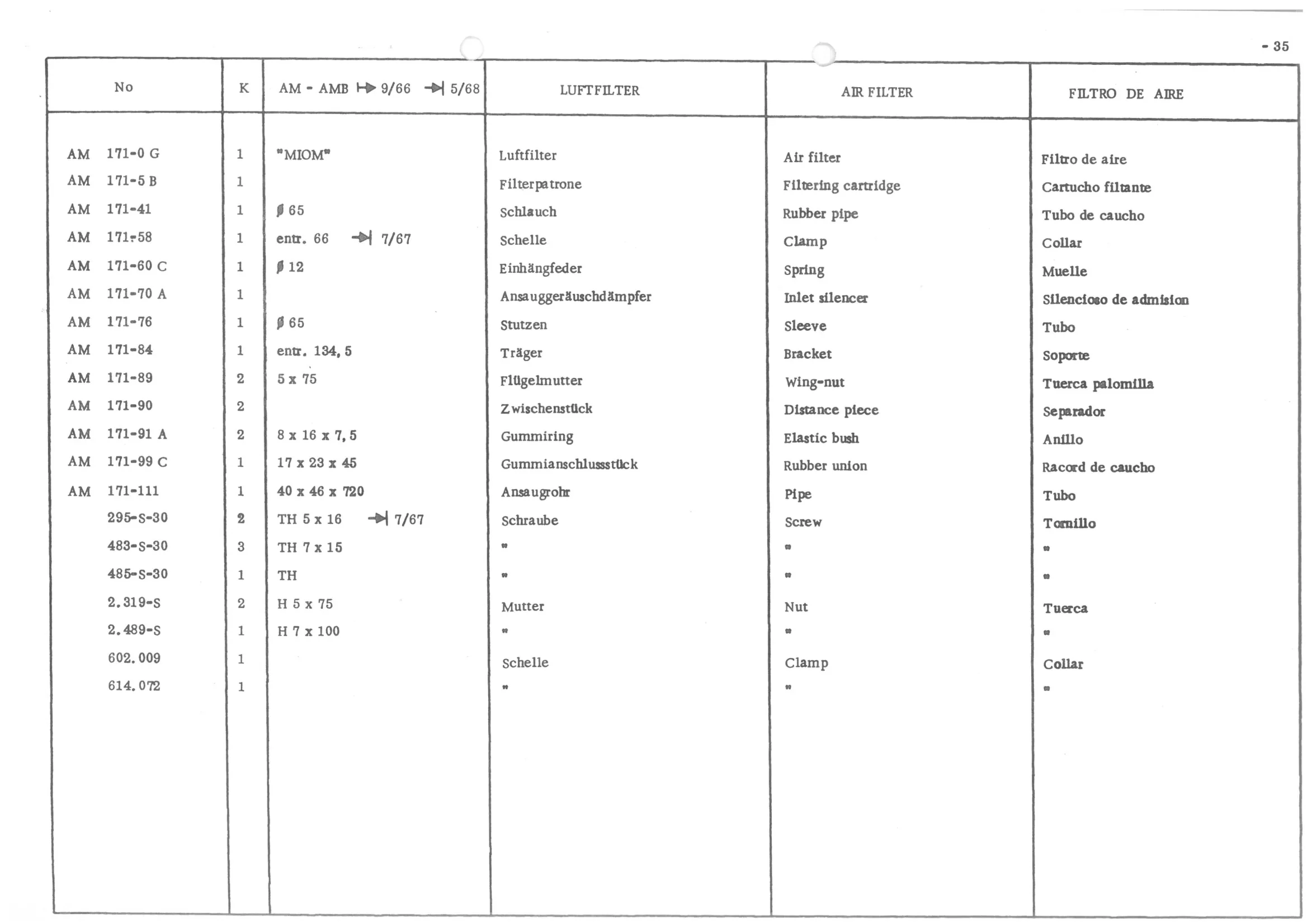 AIR FILTER, page 117 of 647 — 486 Parts Catalogue — Ami 6
