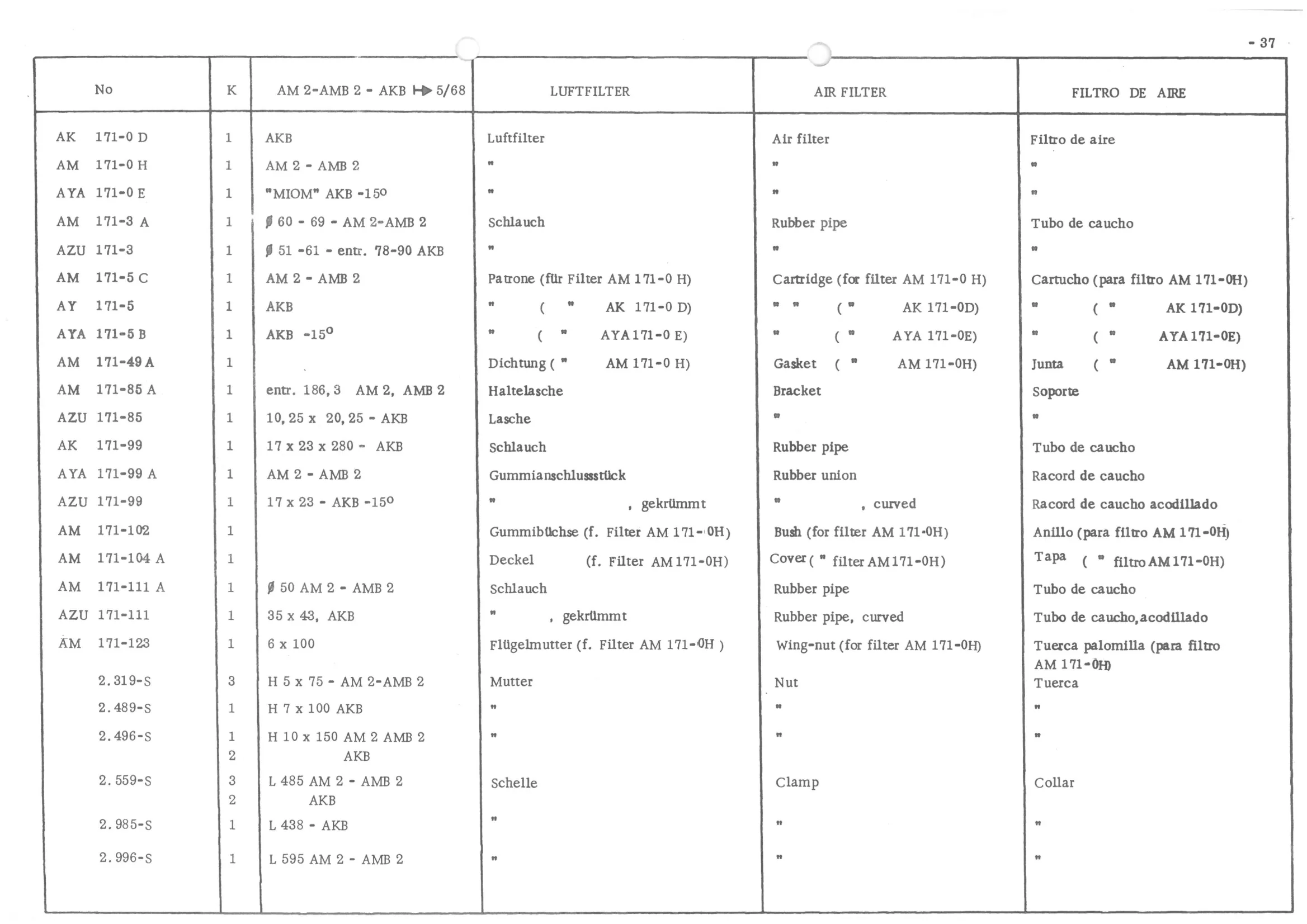 AIR FILTER, page 119 of 647 — 486 Parts Catalogue — Ami 6