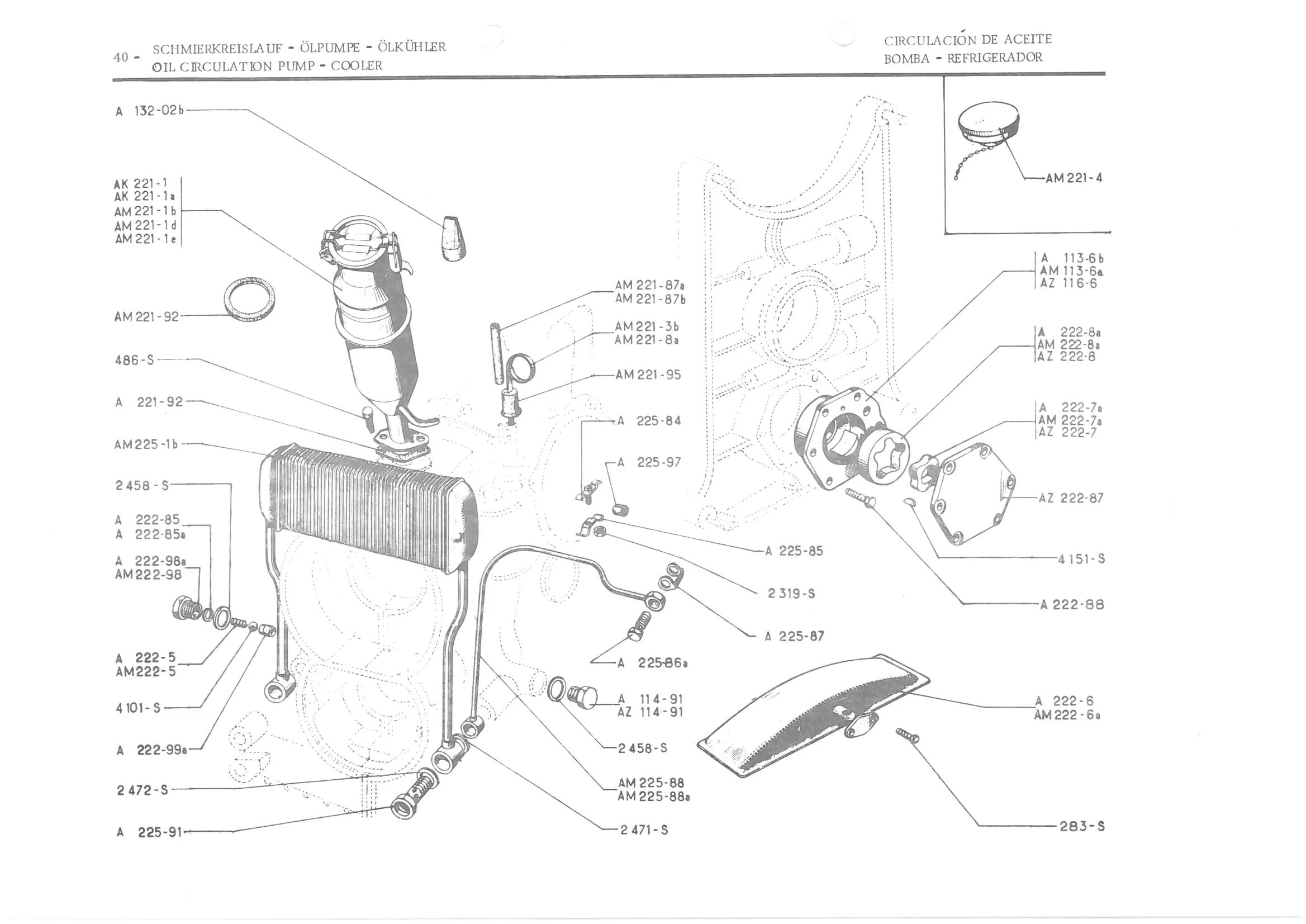 OIL CIRCULATION PUMP - COOLER, page 122 of 647 — 486 Parts Catalogue — Ami 6