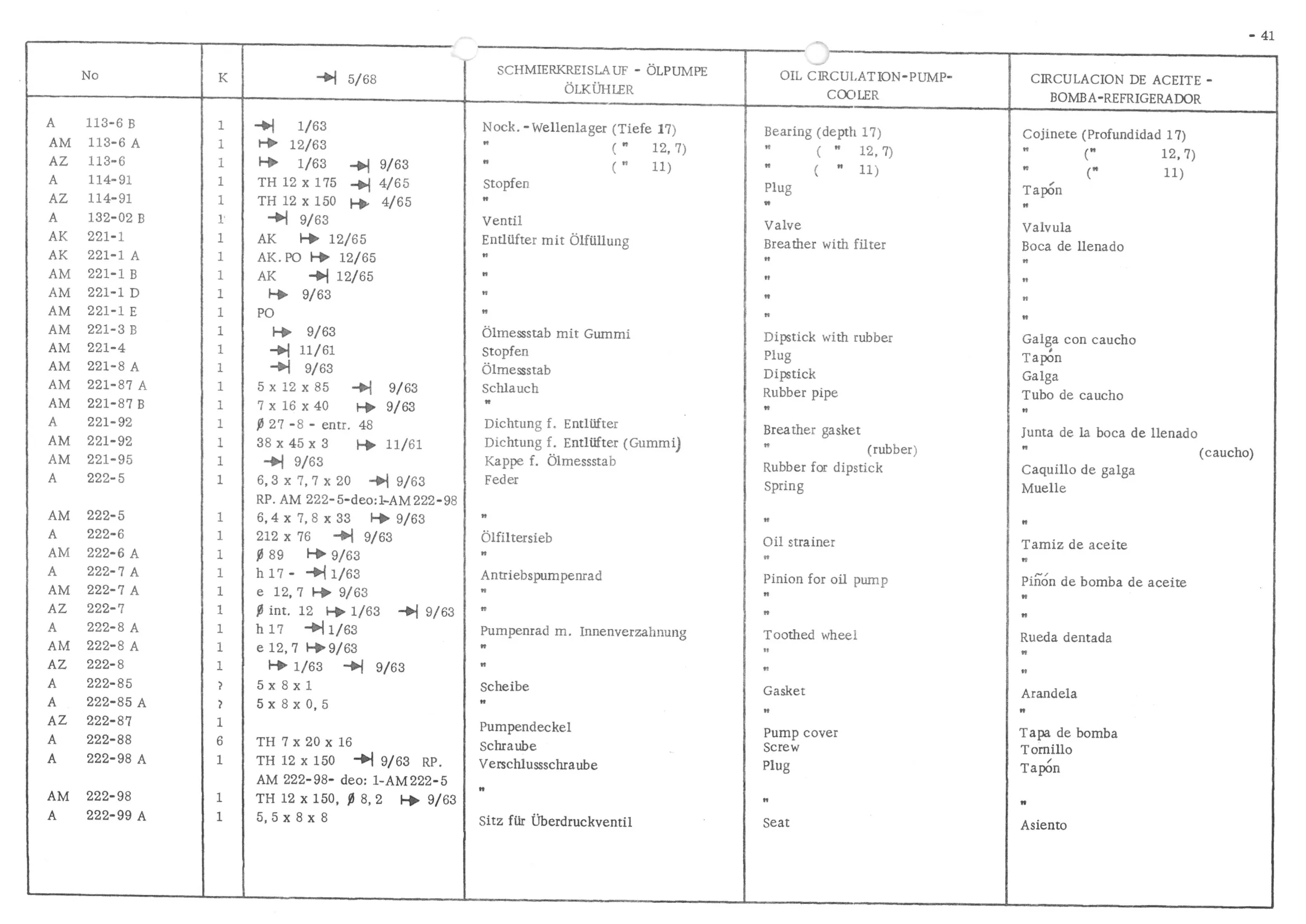 OIL CIRCULATION PUMP - COOLER, page 123 of 647 — 486 Parts Catalogue — Ami 6