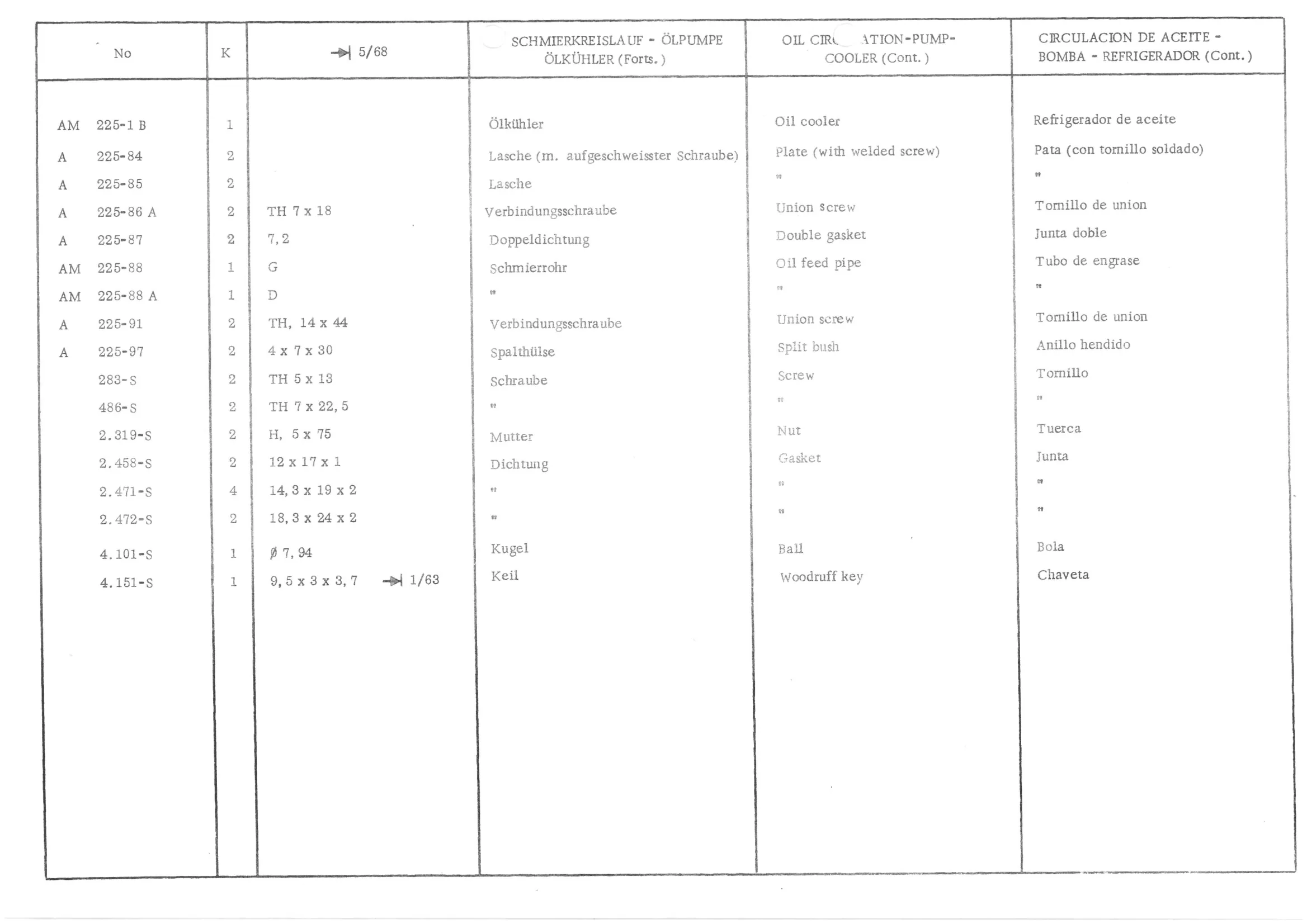 OIL CIRCULATION PUMP - COOLER, page 124 of 647 — 486 Parts Catalogue — Ami 6