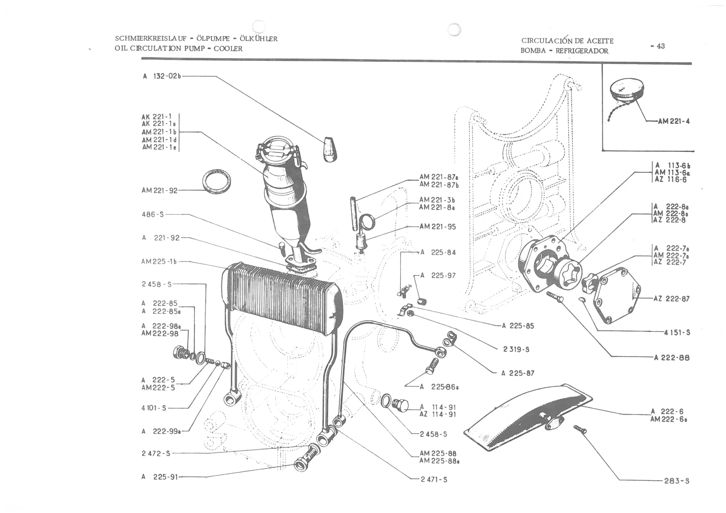 OIL CIRCULATION PUMP - COOLER, page 125 of 647 — 486 Parts Catalogue — Ami 6