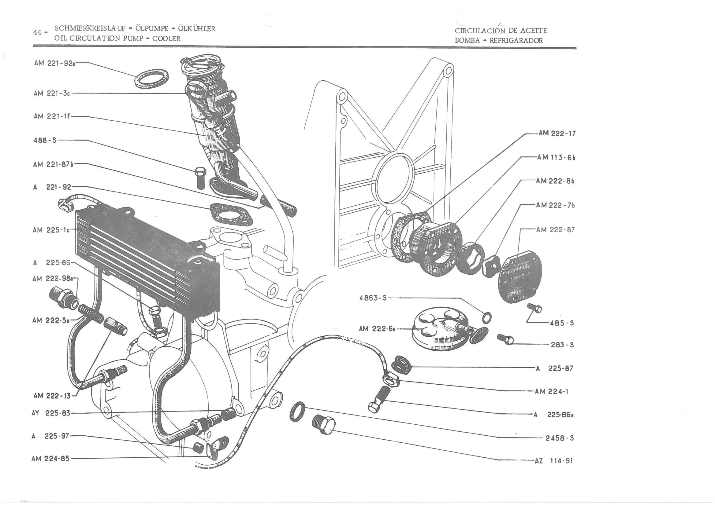 OIL CIRCULATION PUMP - COOLER, page 126 of 647 — 486 Parts Catalogue — Ami 6