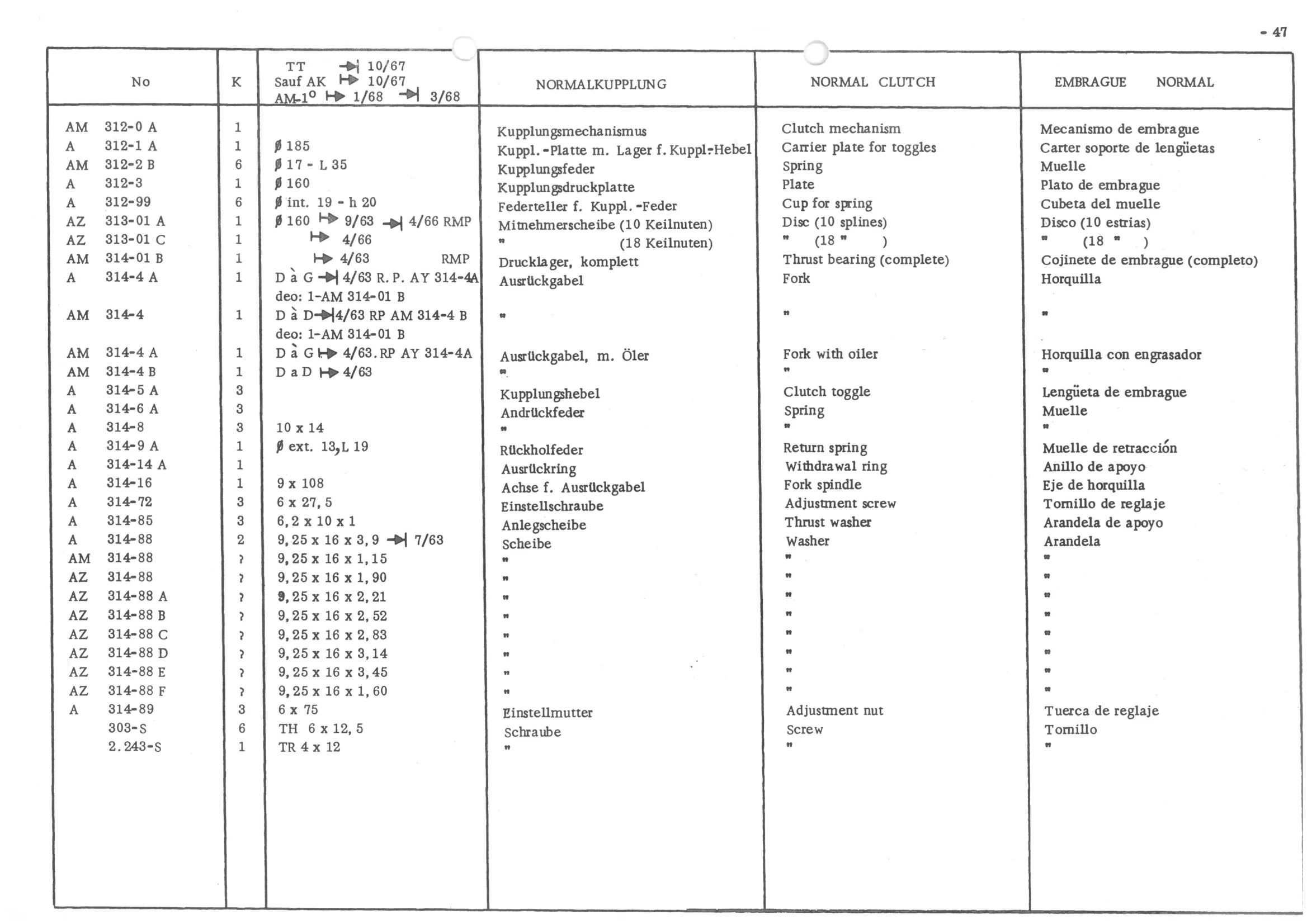 SET _NORMAL CLUTCH, page 129 of 647 — 486 Parts Catalogue — Ami 6