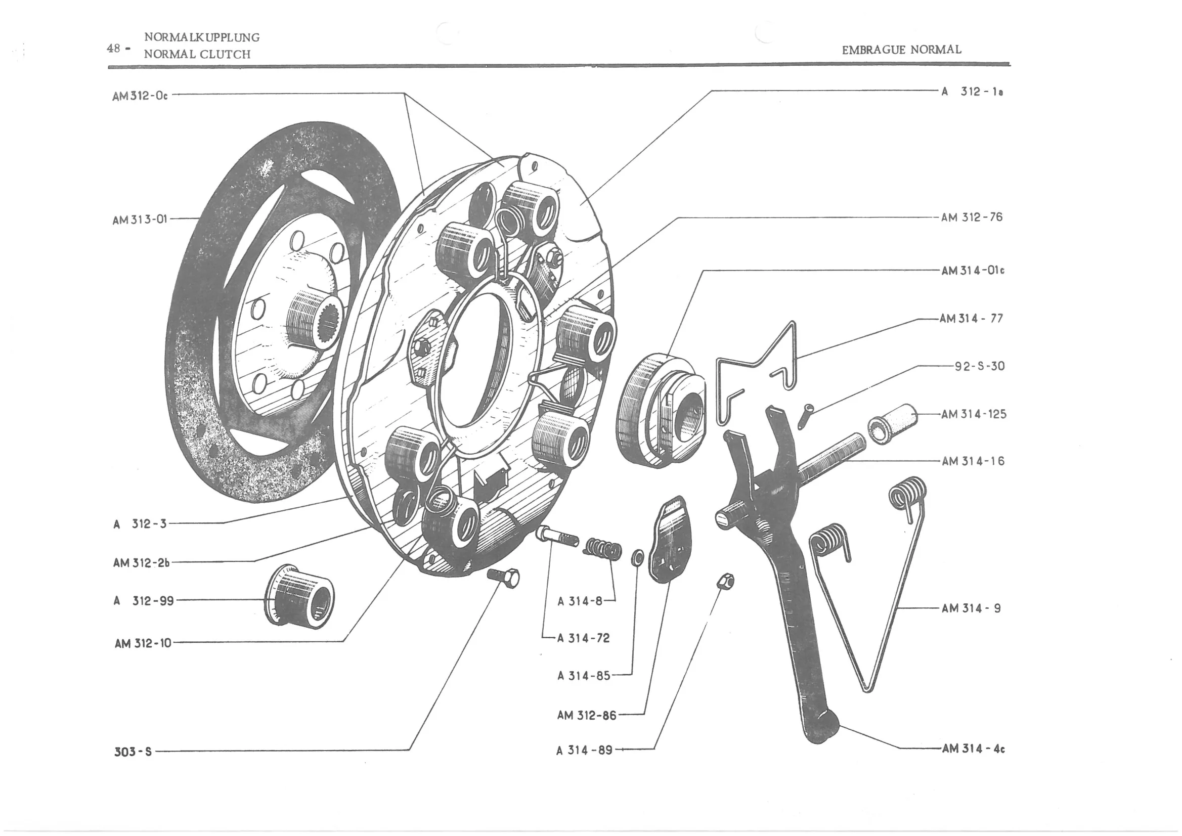 NORMAL CLUTCH, page 130 of 647 — 486 Parts Catalogue — Ami 6