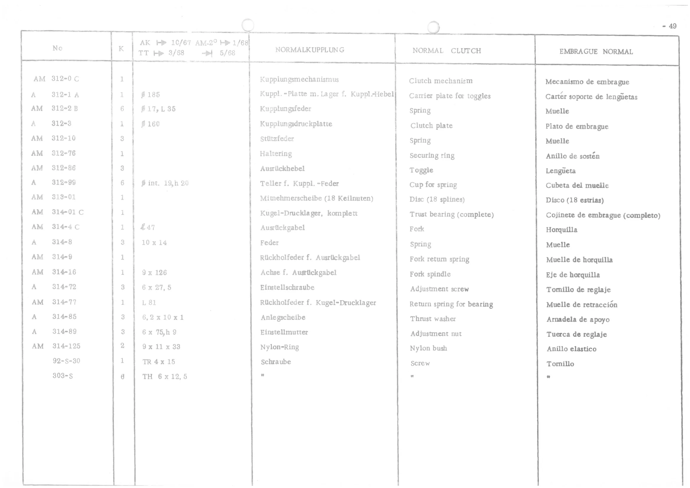 NORMAL CLUTCH, page 131 of 647 — 486 Parts Catalogue — Ami 6