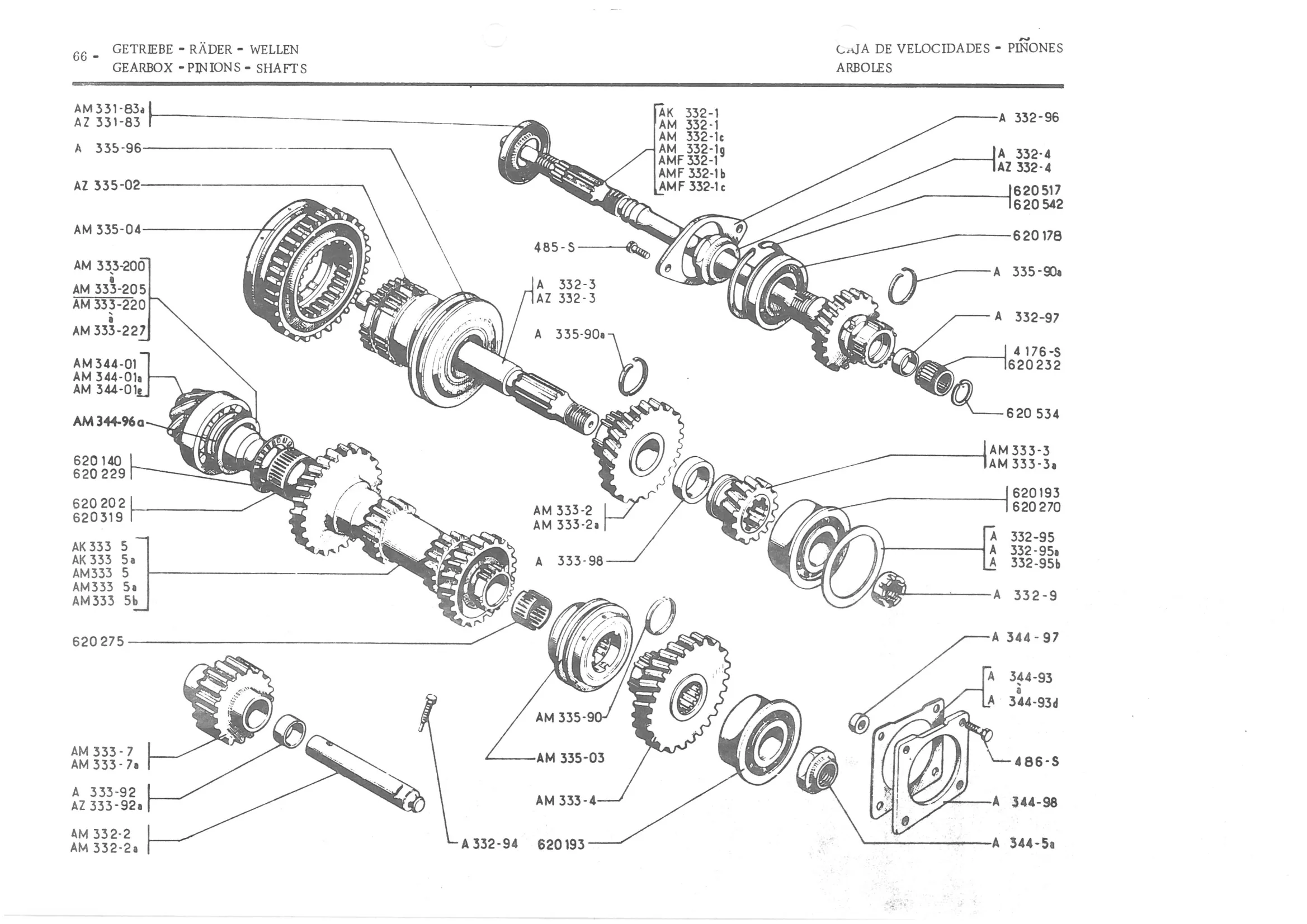 GEARBOX - PINIONS - SHAFTS, page 148 of 647 — 486 Parts Catalogue — Ami 6