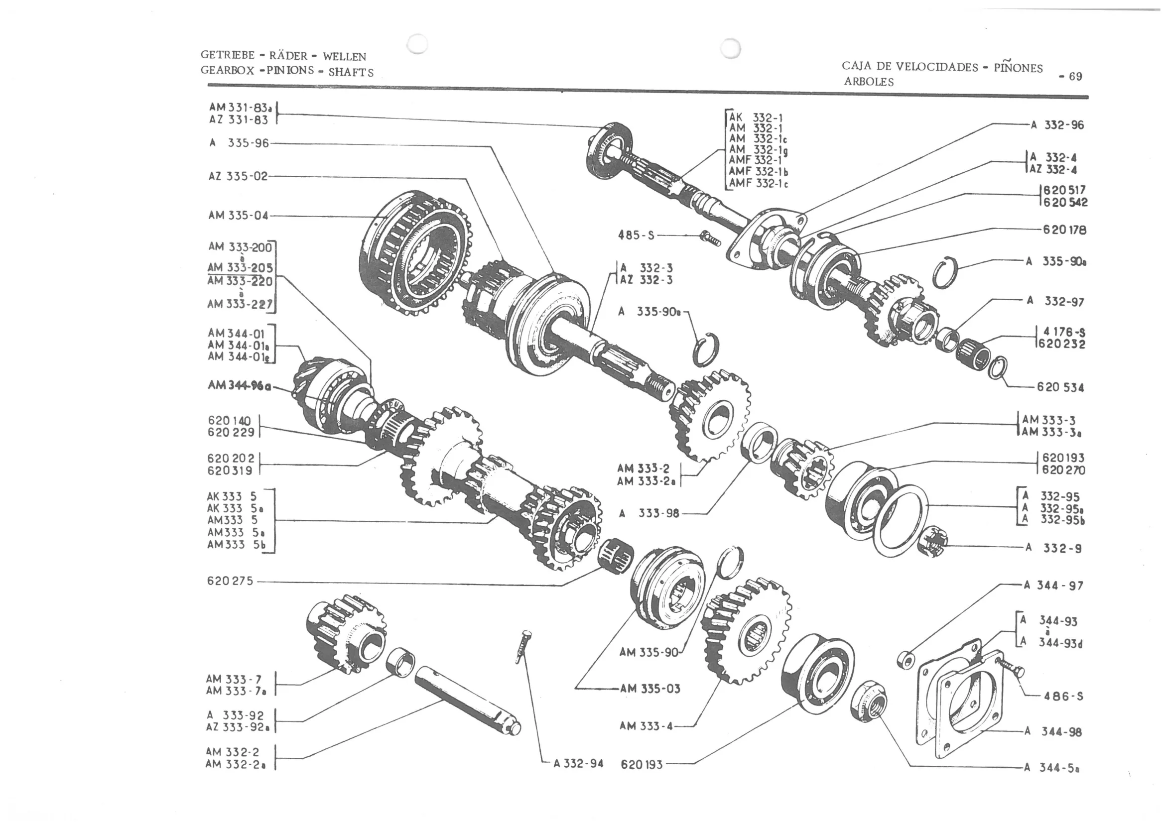 GEARBOX - PINIONS - SHAFTS, page 151 of 647 — 486 Parts Catalogue — Ami 6