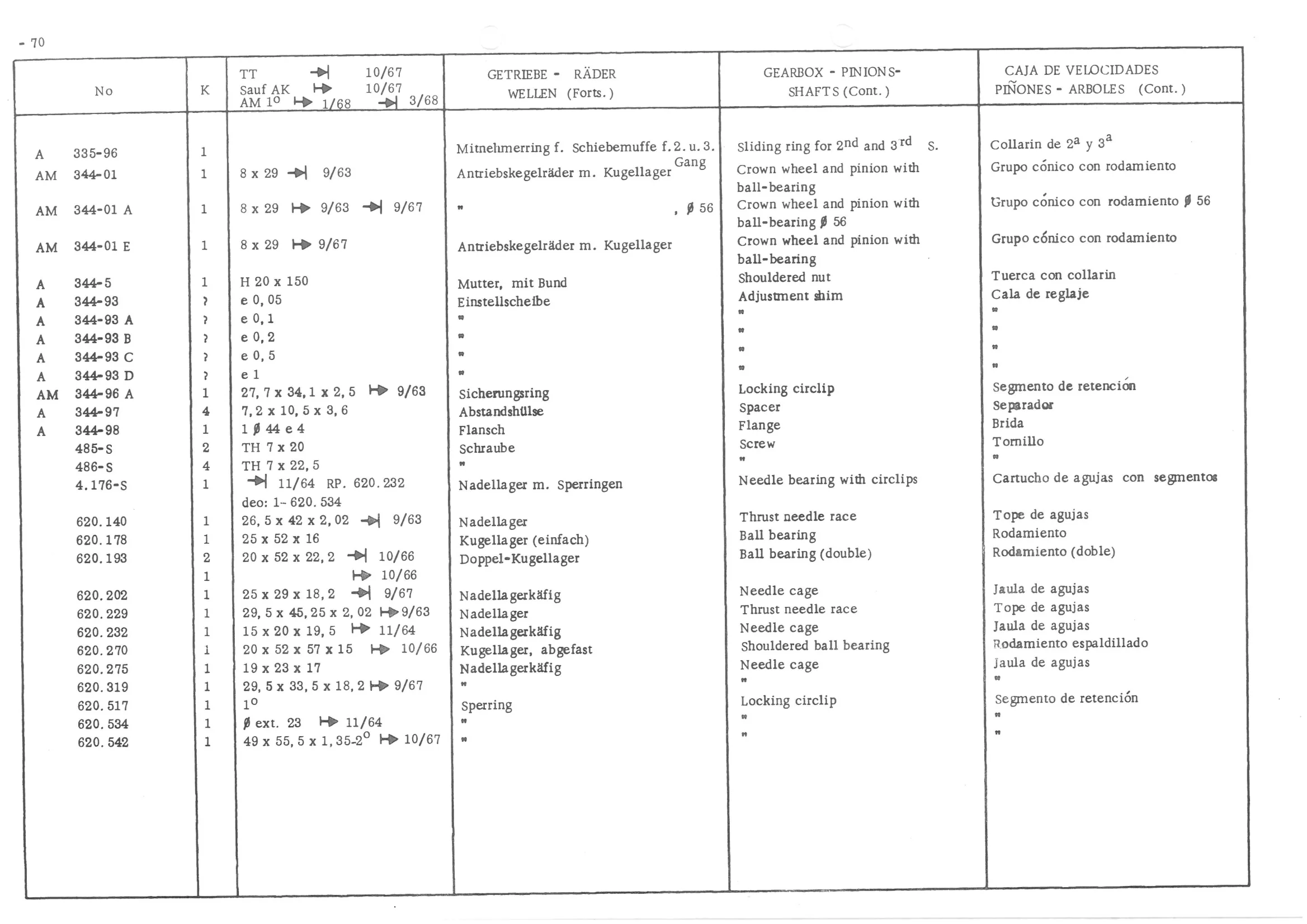 GEARBOX - PINIONS - SHAFTS, page 152 of 647 — 486 Parts Catalogue — Ami 6