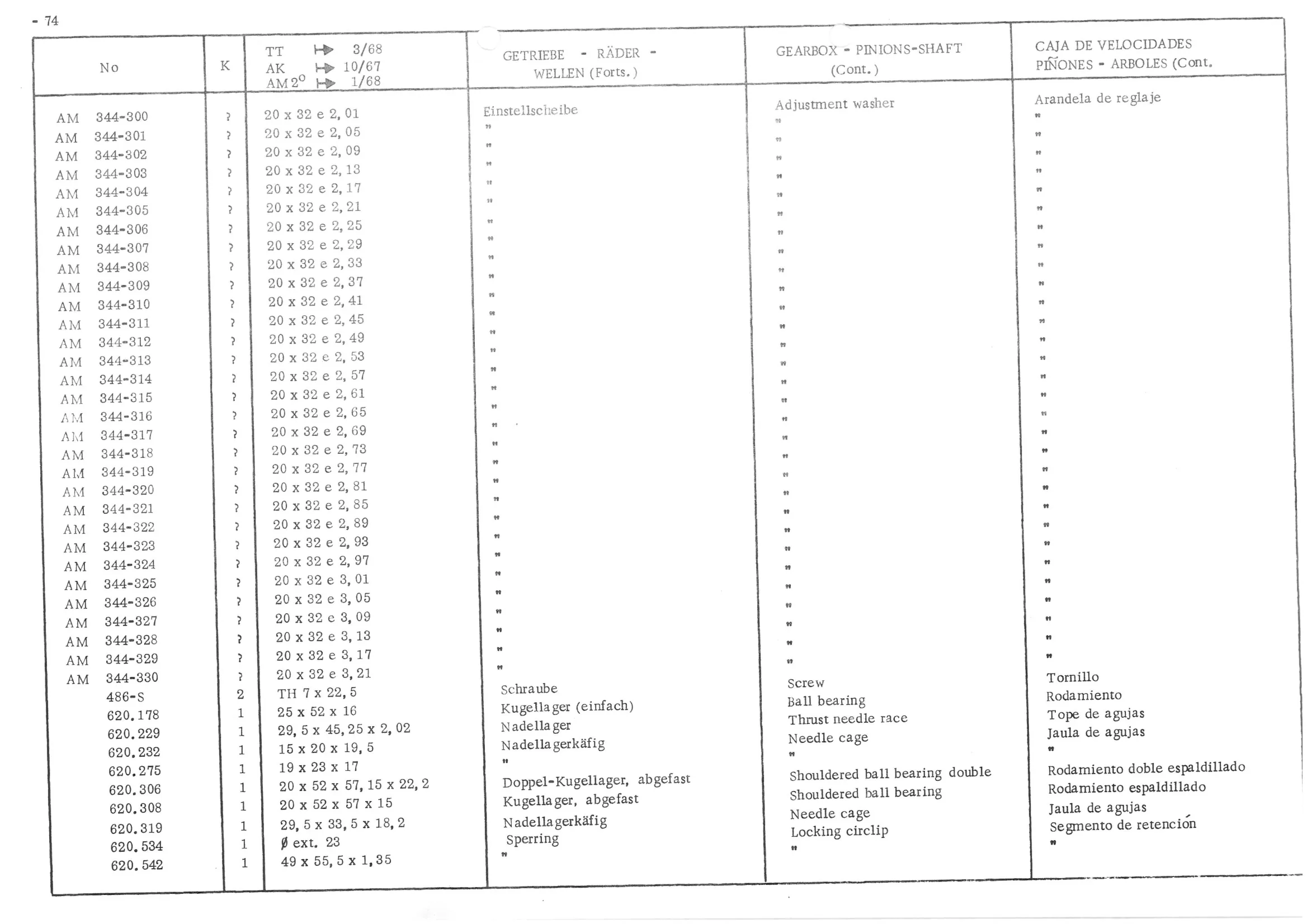 GEARBOX - PINIONS - SHAFTS, page 156 of 647 — 486 Parts Catalogue — Ami 6