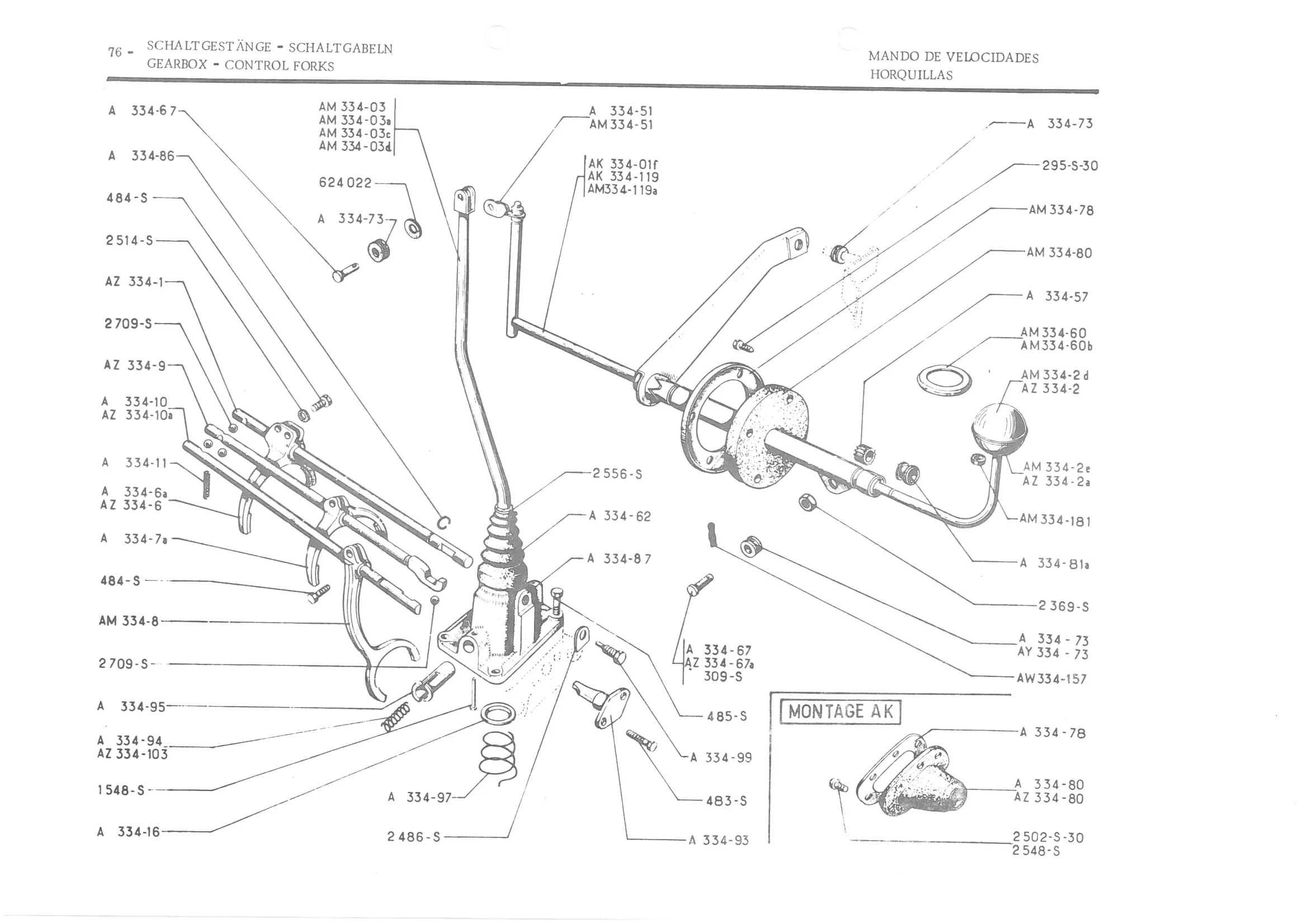 GEARBOX - CONTROL FORKS, page 158 of 647 — 486 Parts Catalogue — Ami 6