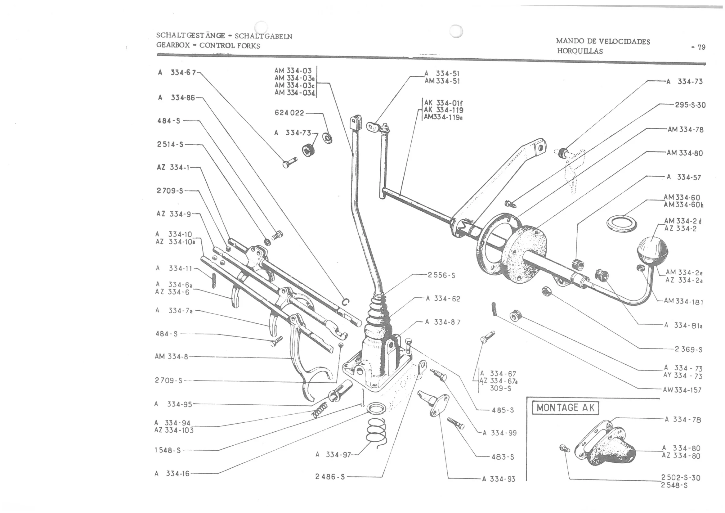 GEARBOX - CONTROL FORKS, page 161 of 647 — 486 Parts Catalogue — Ami 6