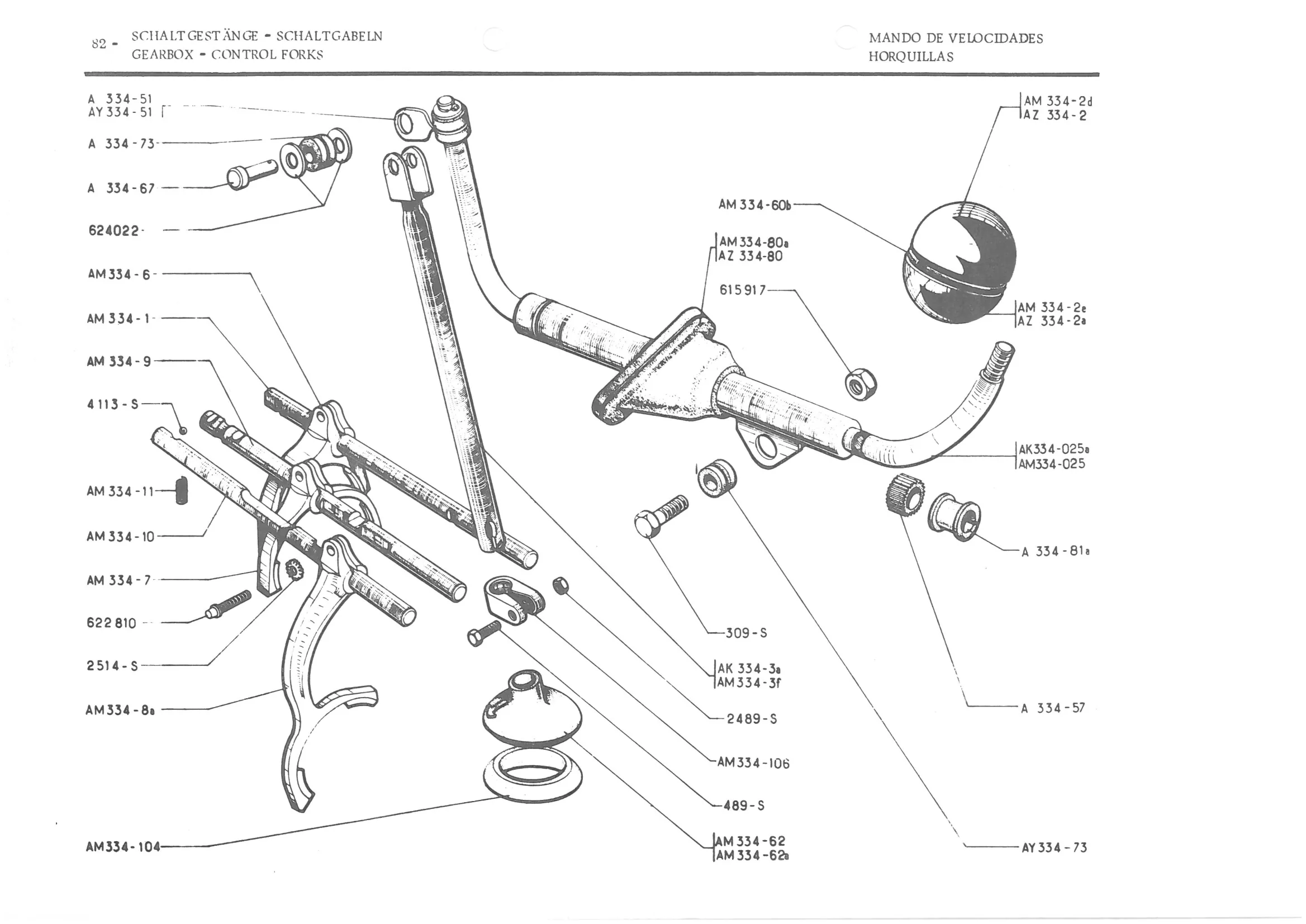 GEARBOX - CONTROL FORKS, page 164 of 647 — 486 Parts Catalogue — Ami 6