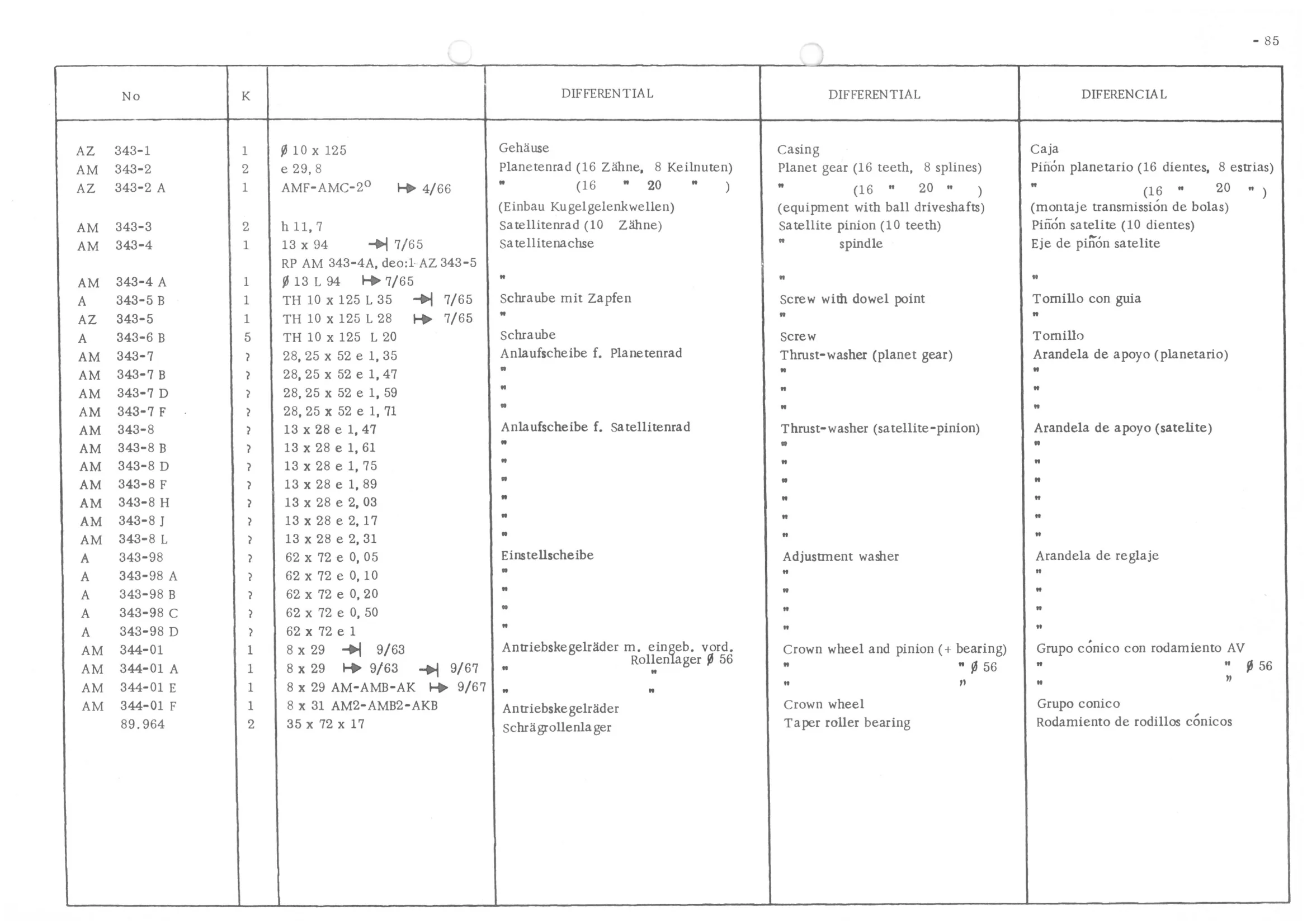DIFFERENTIAL DIFFERENTIAL, page 167 of 647 — 486 Parts Catalogue — Ami 6