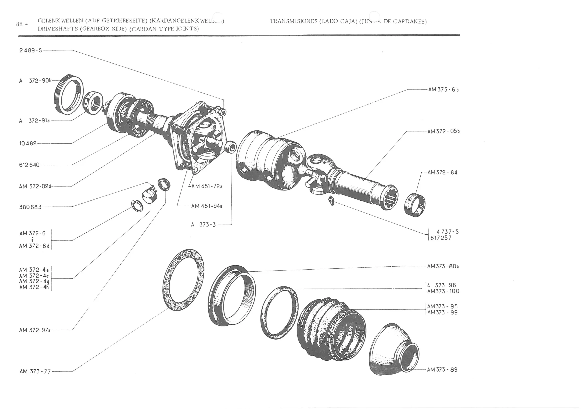 DRIVESHAFTS (GEARBOX SIDE) (CARDAN TYPE JOINTS), page 170 of 647 — 486 Parts Catalogue — Ami 6