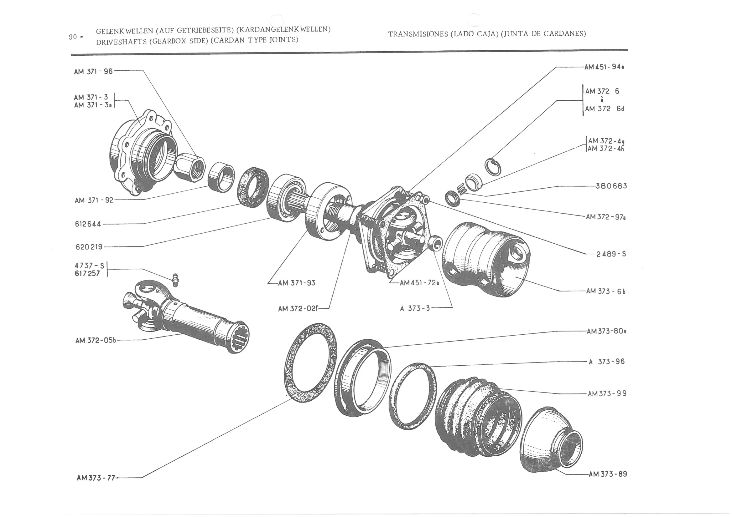 DRIVESHAFTS (GEARBOX SIDE) (CARDAN TYPE JOINTS), page 172 of 647 — 486 Parts Catalogue — Ami 6