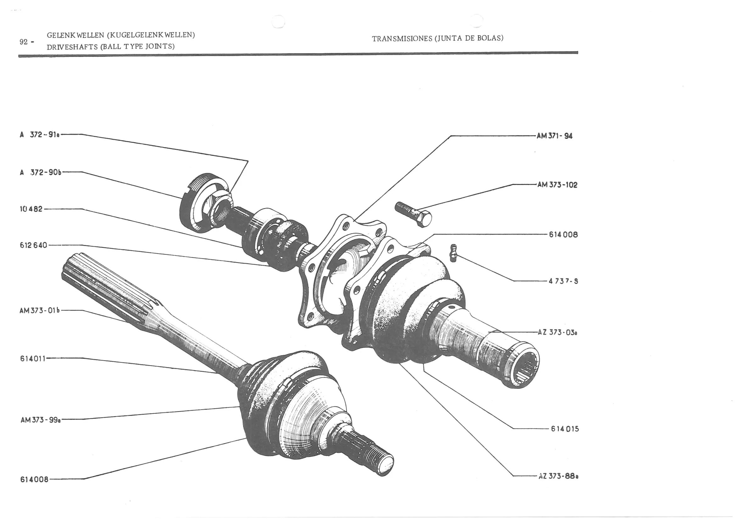 DRIVESHAFTS (BALL T YPE JOINTS), page 174 of 647 — 486 Parts Catalogue — Ami 6