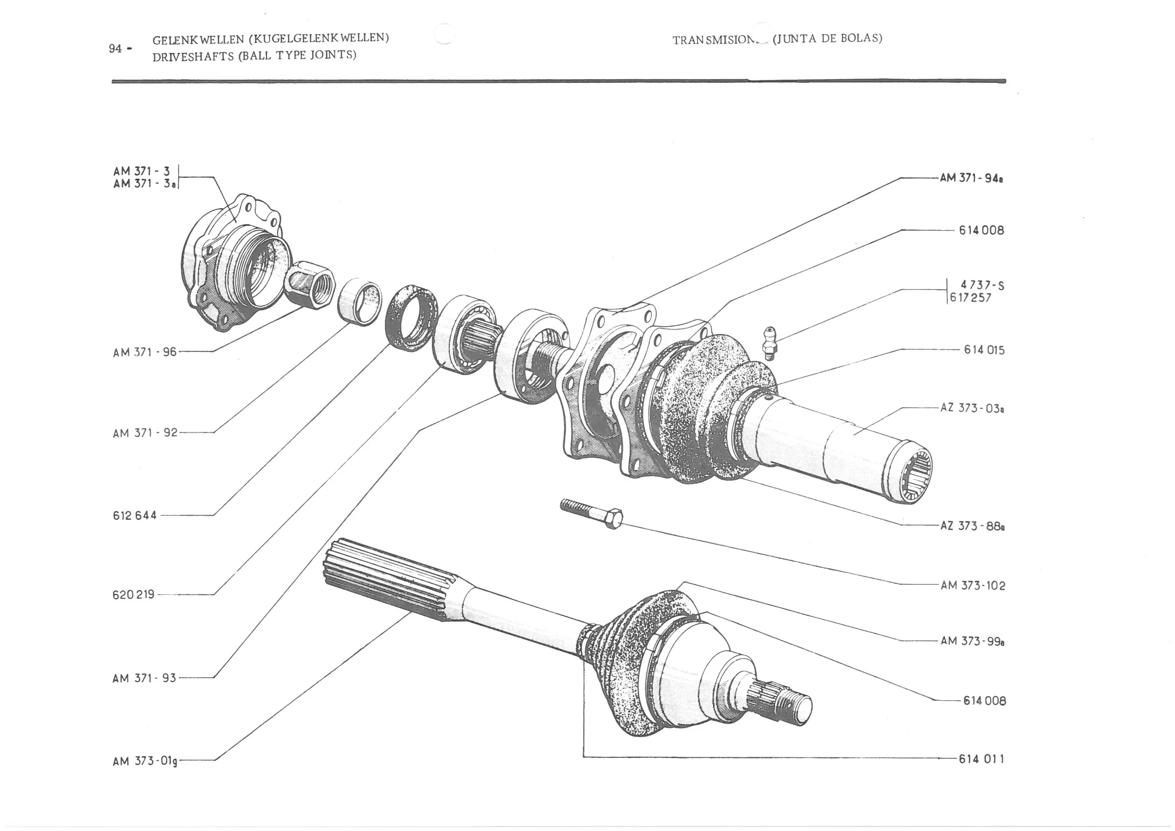 DRIVESHAFTS (BALL TYPE JOINTS), page 176 of 647 — 486 Parts Catalogue — Ami 6