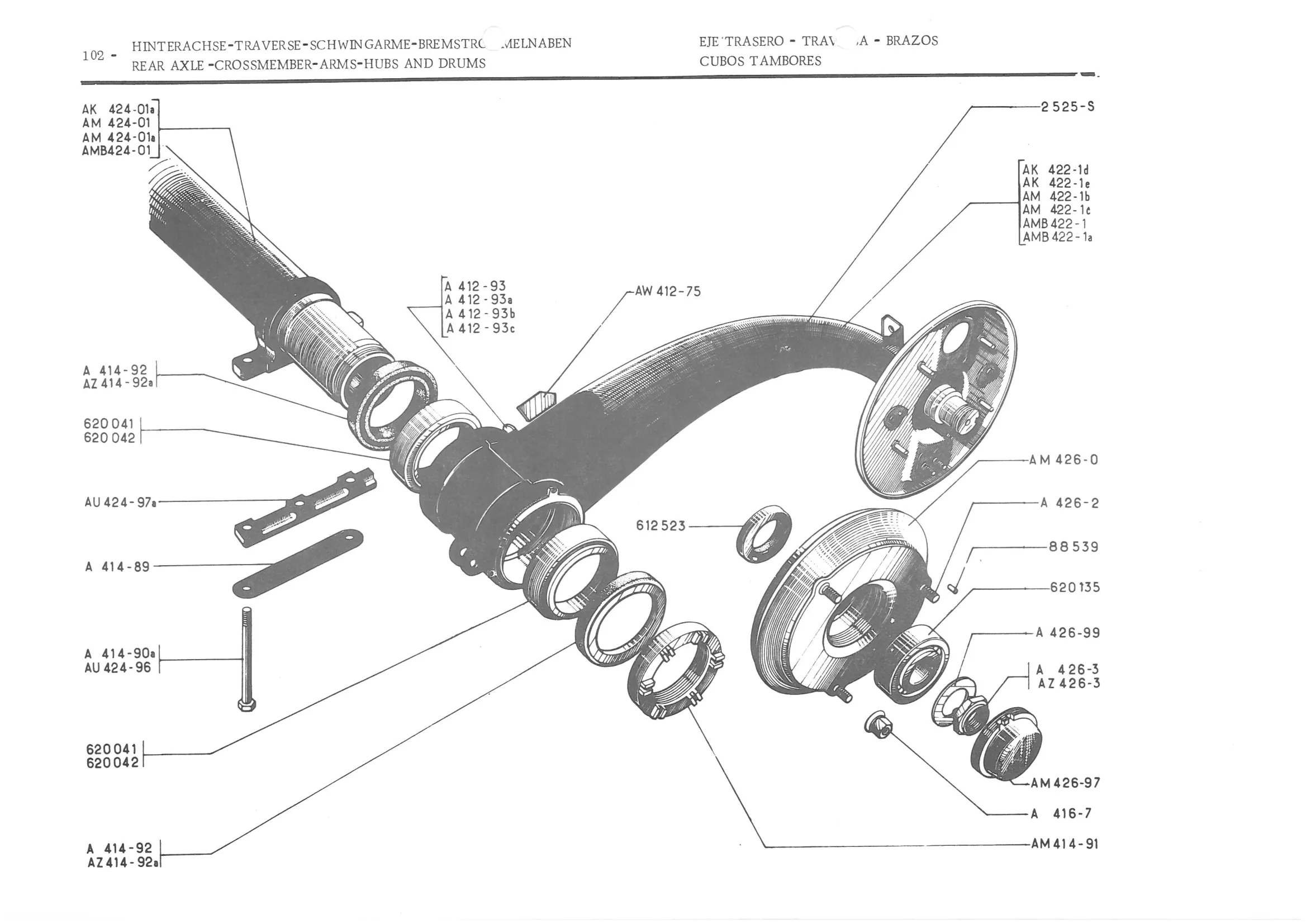 FRONT AXLE - PIVOTS - HUBS - COUPLING LEVERS, page 184 of 647 — 486 Parts Catalogue — Ami 6
