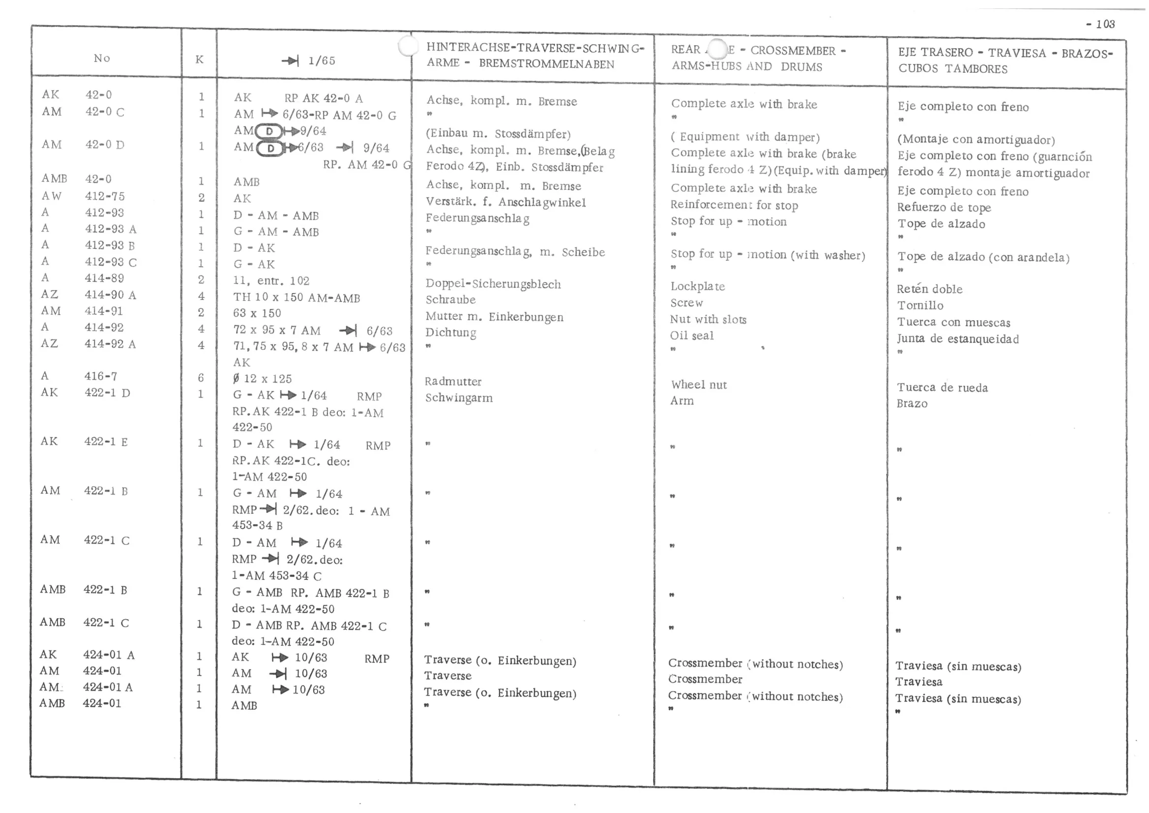 FRONT AXLE - PIVOTS - HUBS - COUPLING LEVERS, page 185 of 647 — 486 Parts Catalogue — Ami 6