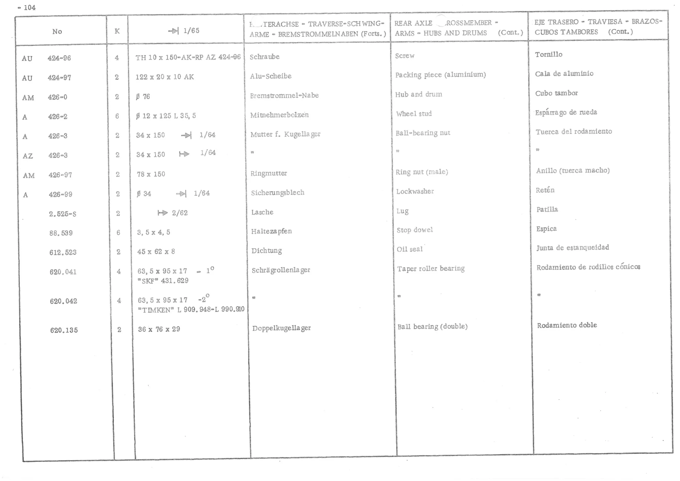 FRONT AXLE - PIVOTS - HUBS - COUPLING LEVERS, page 186 of 647 — 486 Parts Catalogue — Ami 6