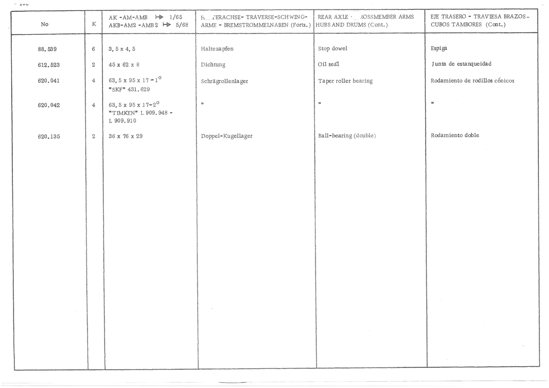 REAR AXLE - CROSSMEMBER - ARMS-HUBS AND DRUMS, page 190 of 647 — 486 Parts Catalogue — Ami 6