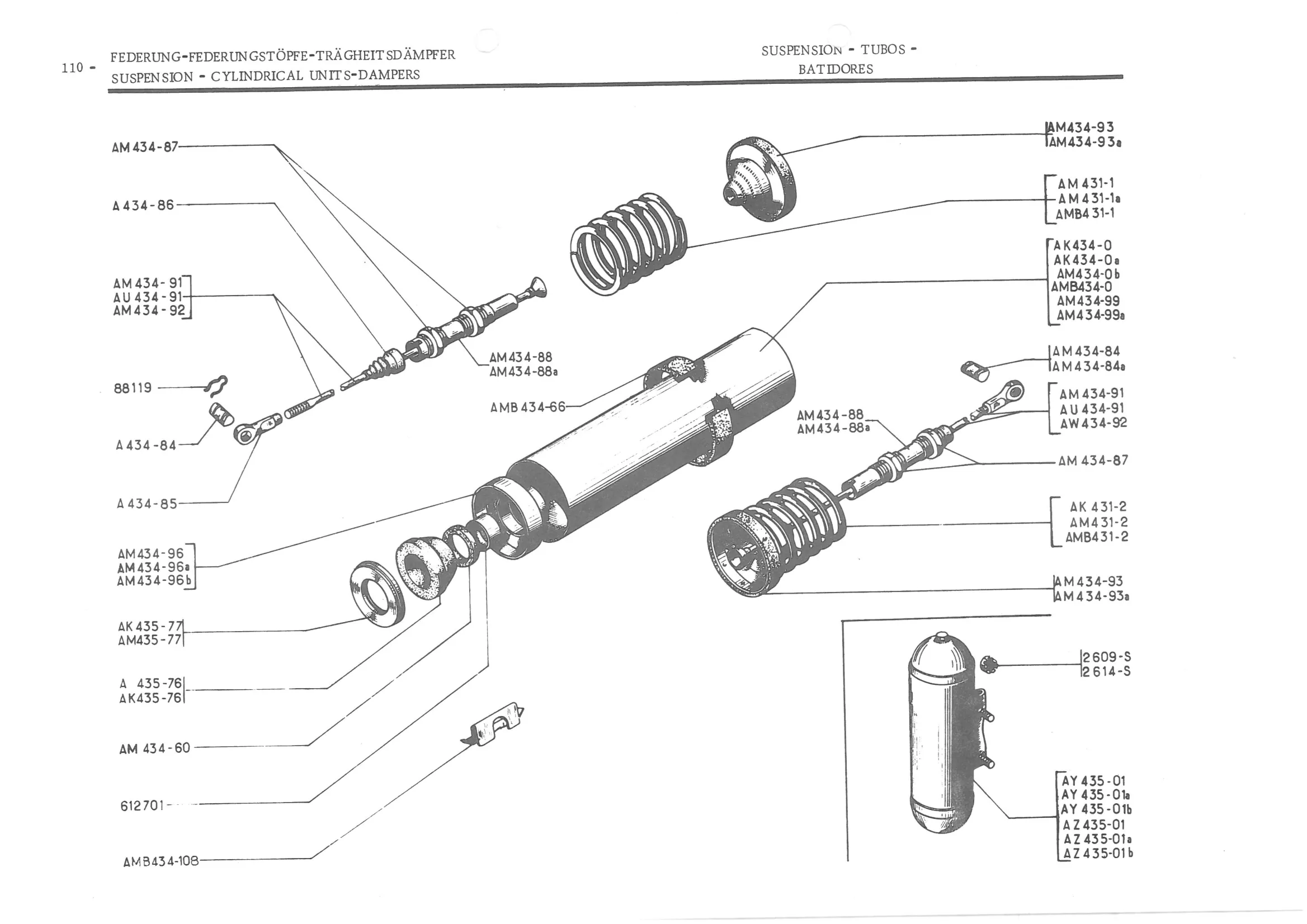SUSPENSION - CYLINDRICAL UNITS-DAMPERS Bi, page 192 of 647 — 486 Parts Catalogue — Ami 6