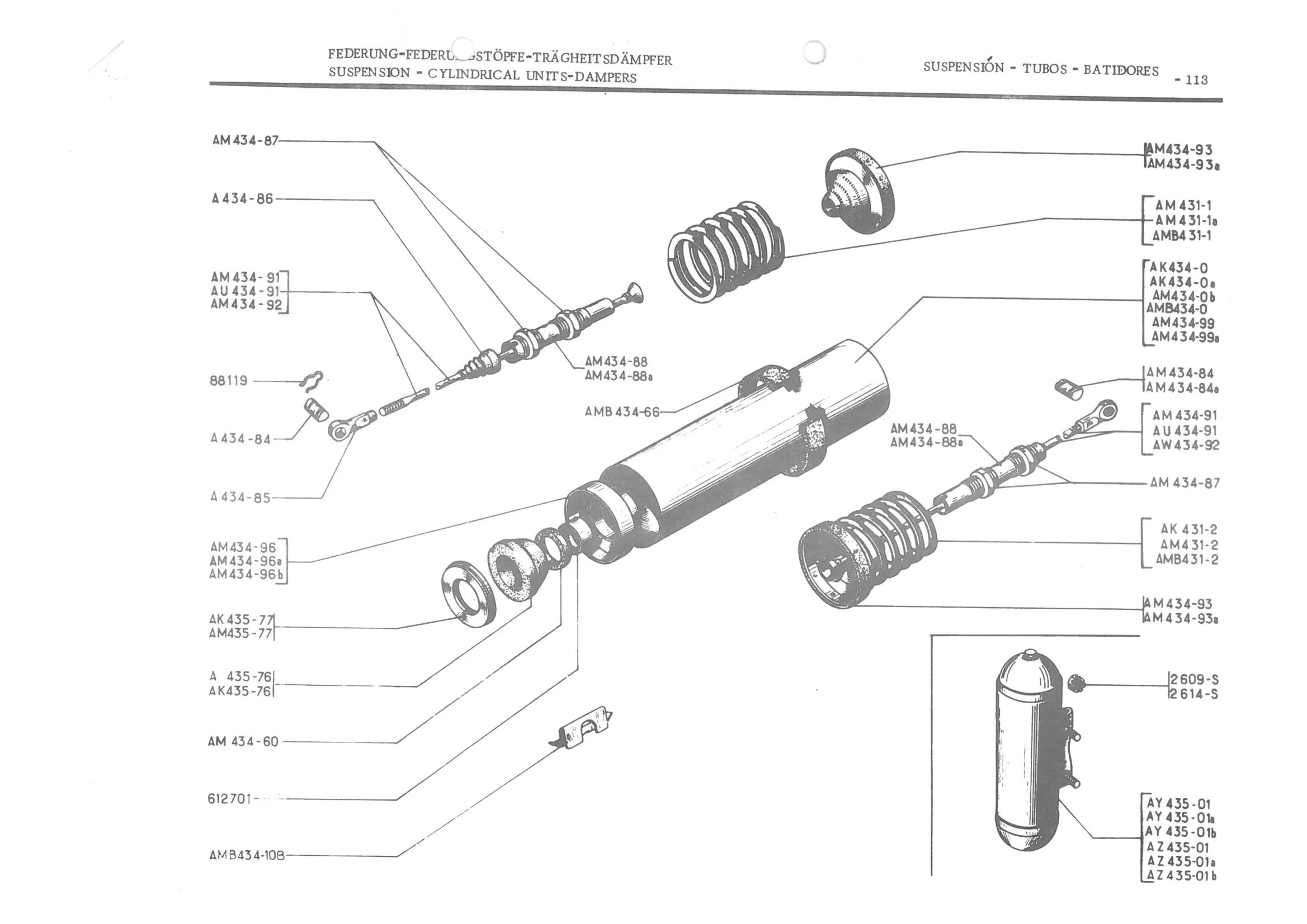 SUSPENSION - CYLINDRICAL UNIT S-DAMPERS, page 195 of 647 — 486 Parts Catalogue — Ami 6