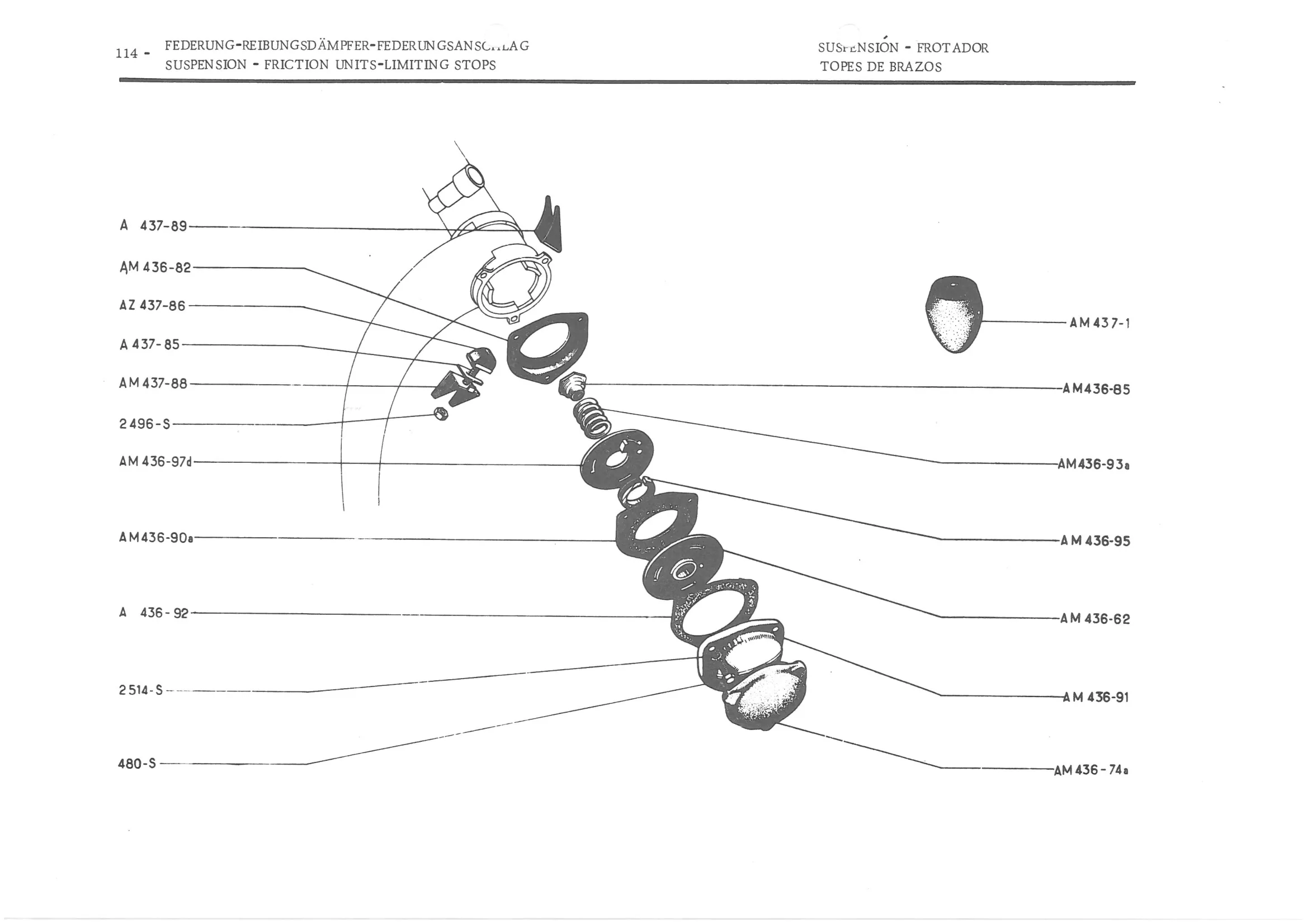 SUSPENSION - FRICTION UNITS-LIMITING STOPS, page 196 of 647 — 486 Parts Catalogue — Ami 6
