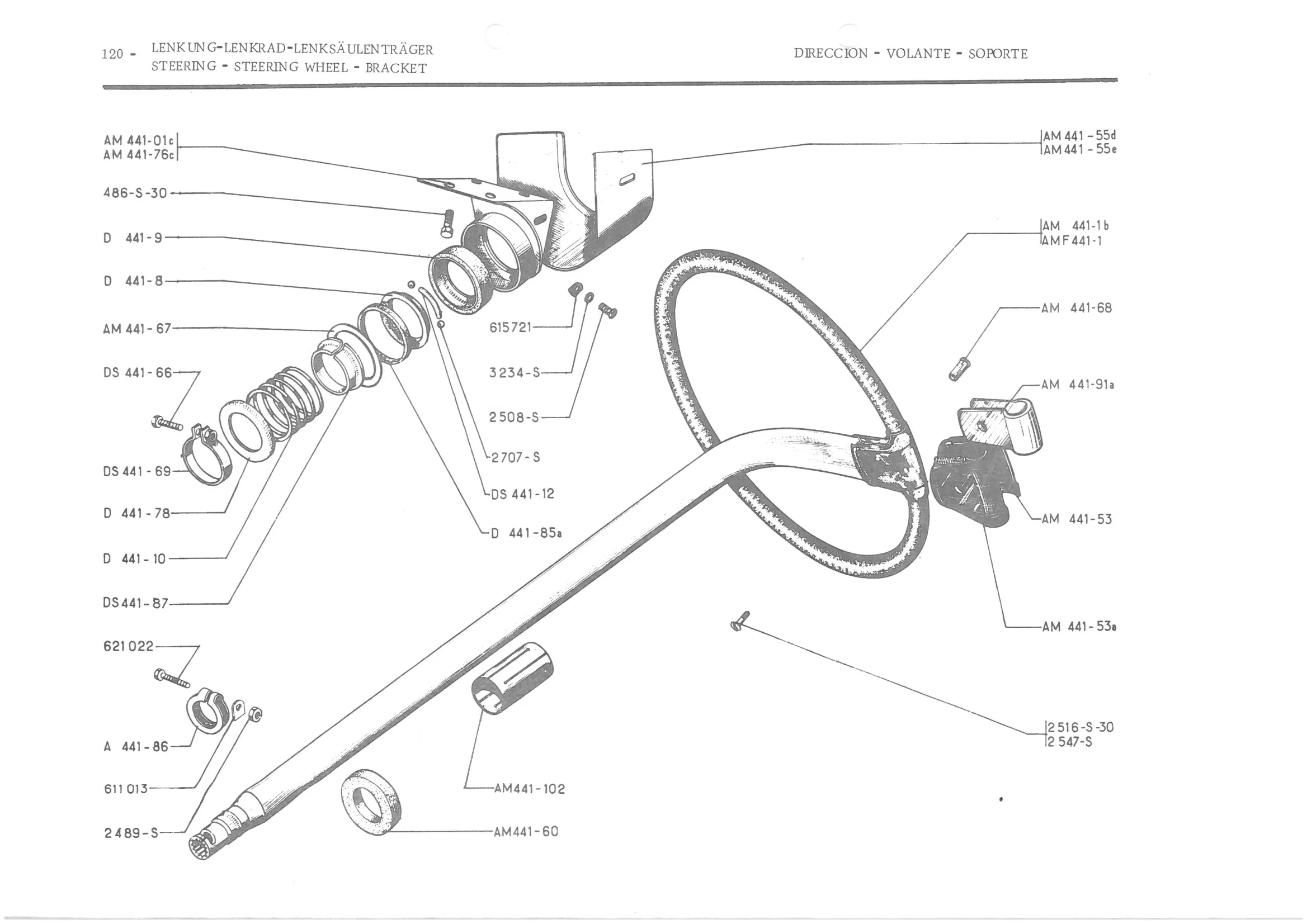 STEERING - STEERING WHEEL - BRACKET, page 202 of 647 — 486 Parts Catalogue — Ami 6