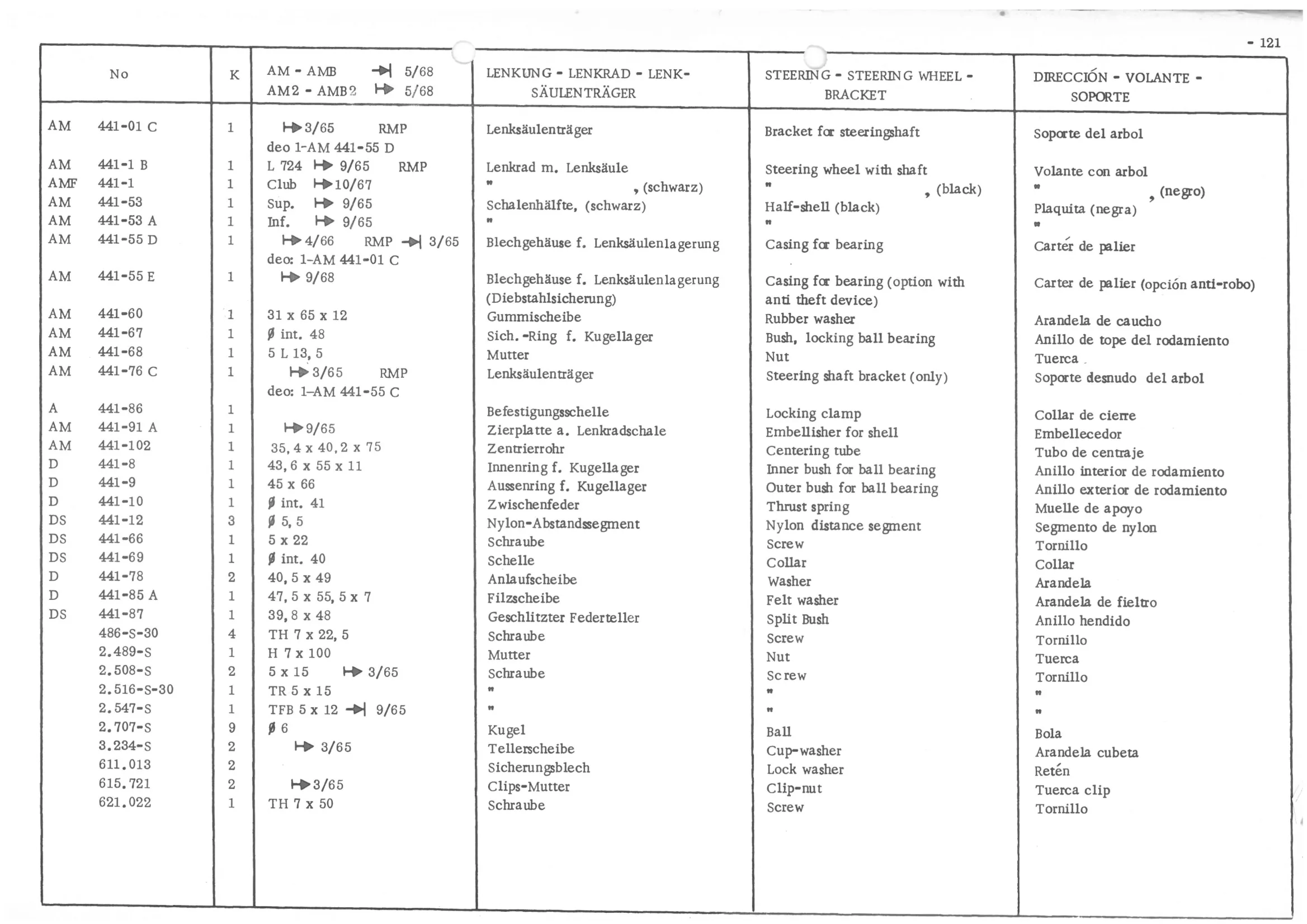 STEERING - STEERING WHEEL - BRACKET, page 203 of 647 — 486 Parts Catalogue — Ami 6