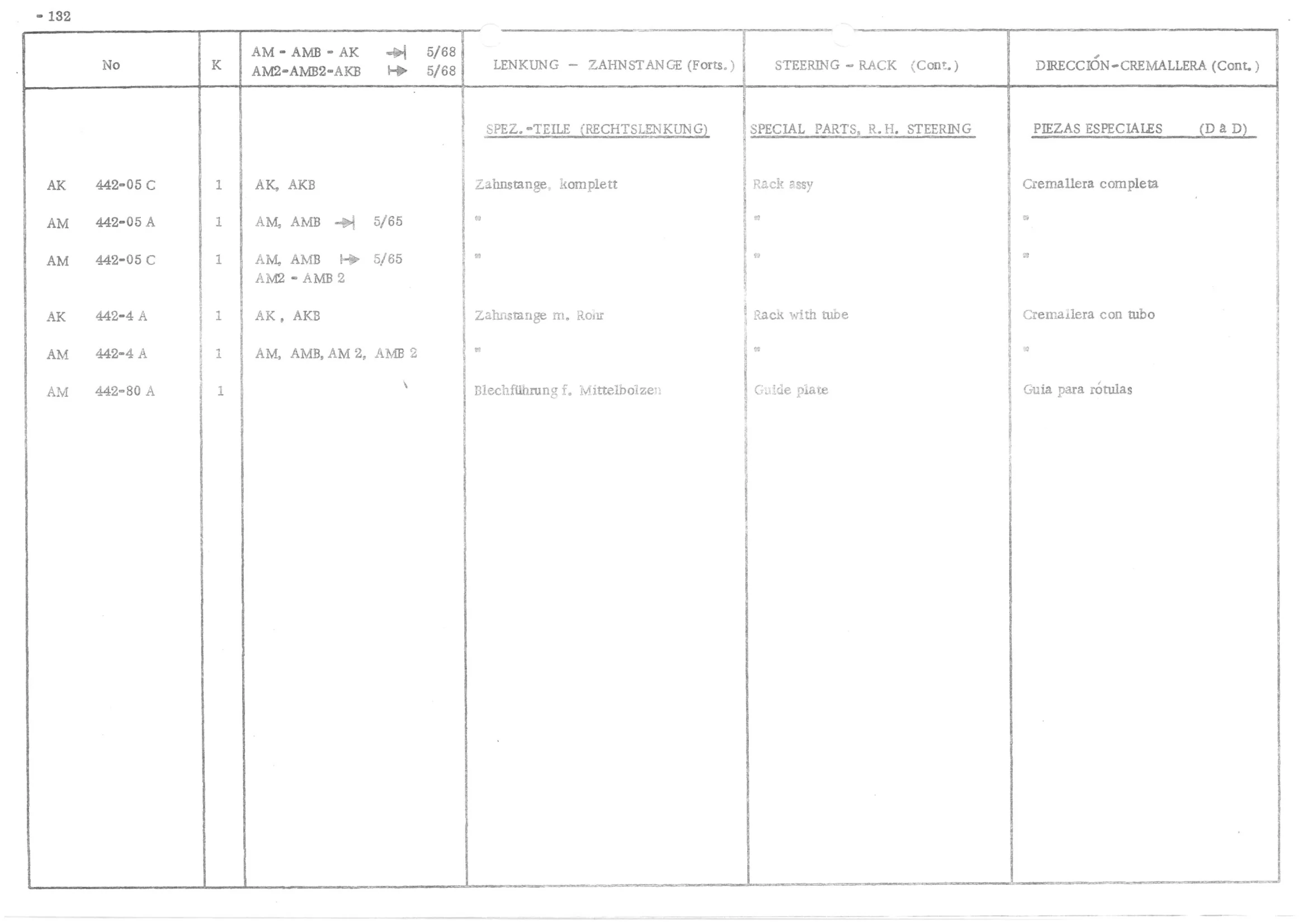 STEERING RACK, page 214 of 647 — 486 Parts Catalogue — Ami 6