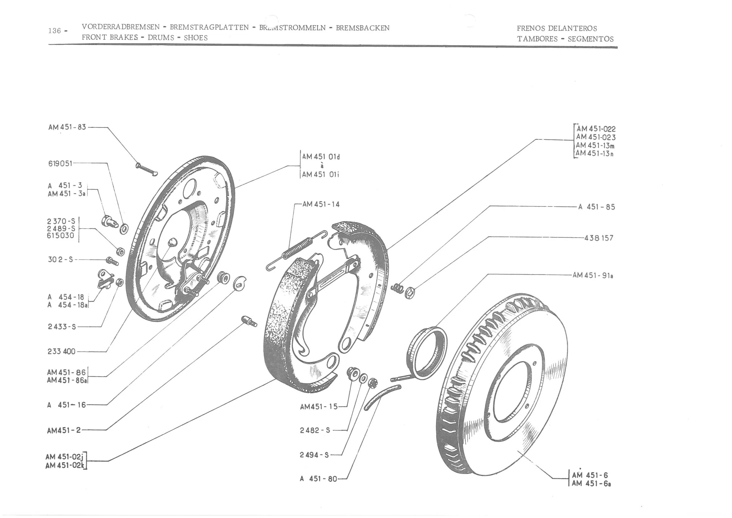 FRONT BRAKES - DRUMS - SHOES, page 218 of 647 — 486 Parts Catalogue — Ami 6