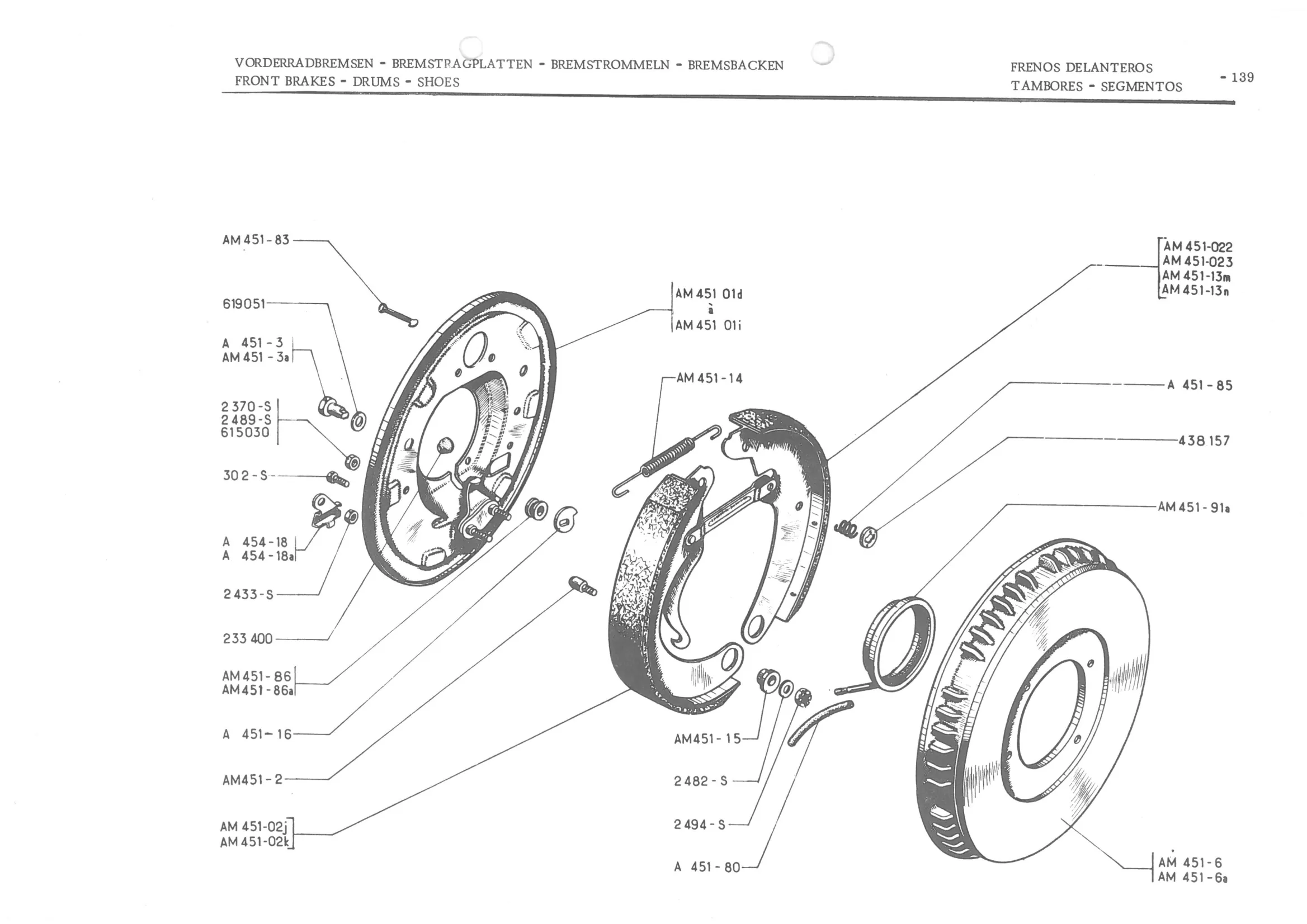 FRONT BRAKES - DRUMS - SHOES, page 221 of 647 — 486 Parts Catalogue — Ami 6