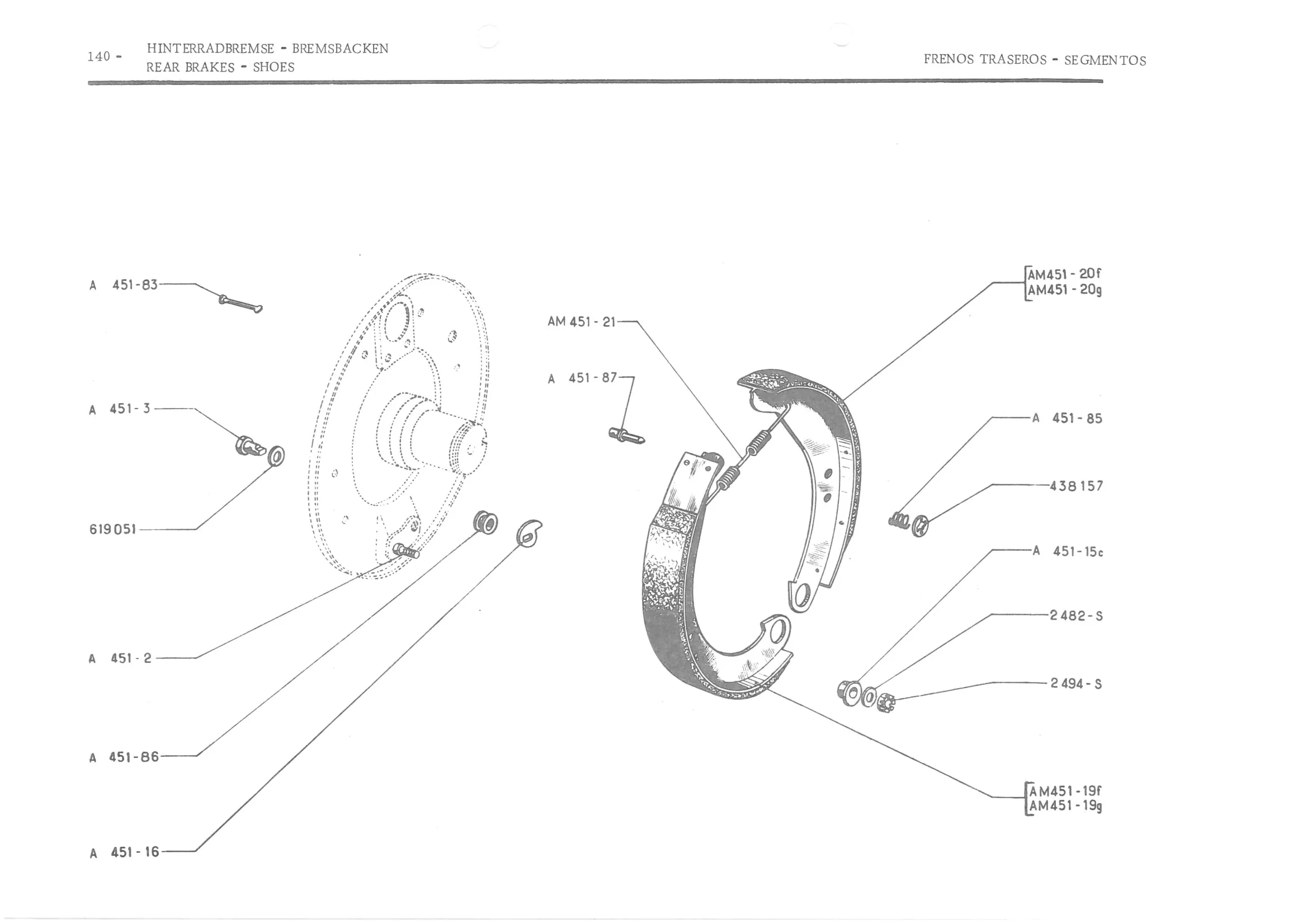 REAR BRAKES - SHOES, page 222 of 647 — 486 Parts Catalogue — Ami 6