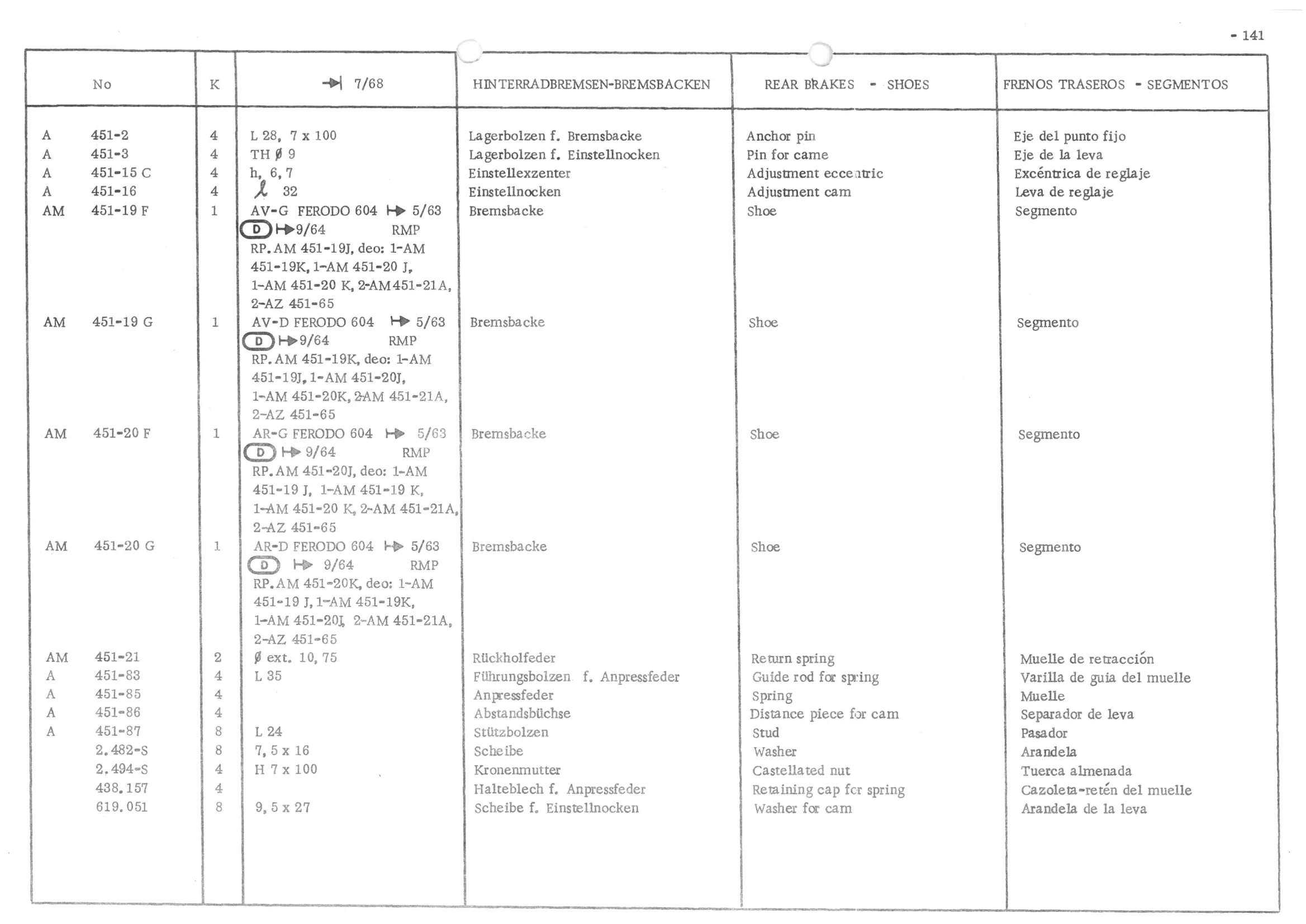 HIN TERRA DBREMSEN-BREMSBACKEN, page 223 of 647 — 486 Parts Catalogue — Ami 6